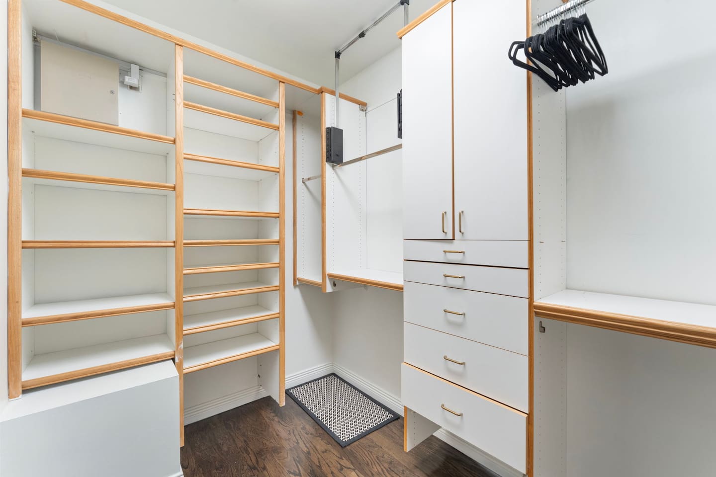 Stay organized during your stay with a large, custom walk-in closet and ample shelving.
