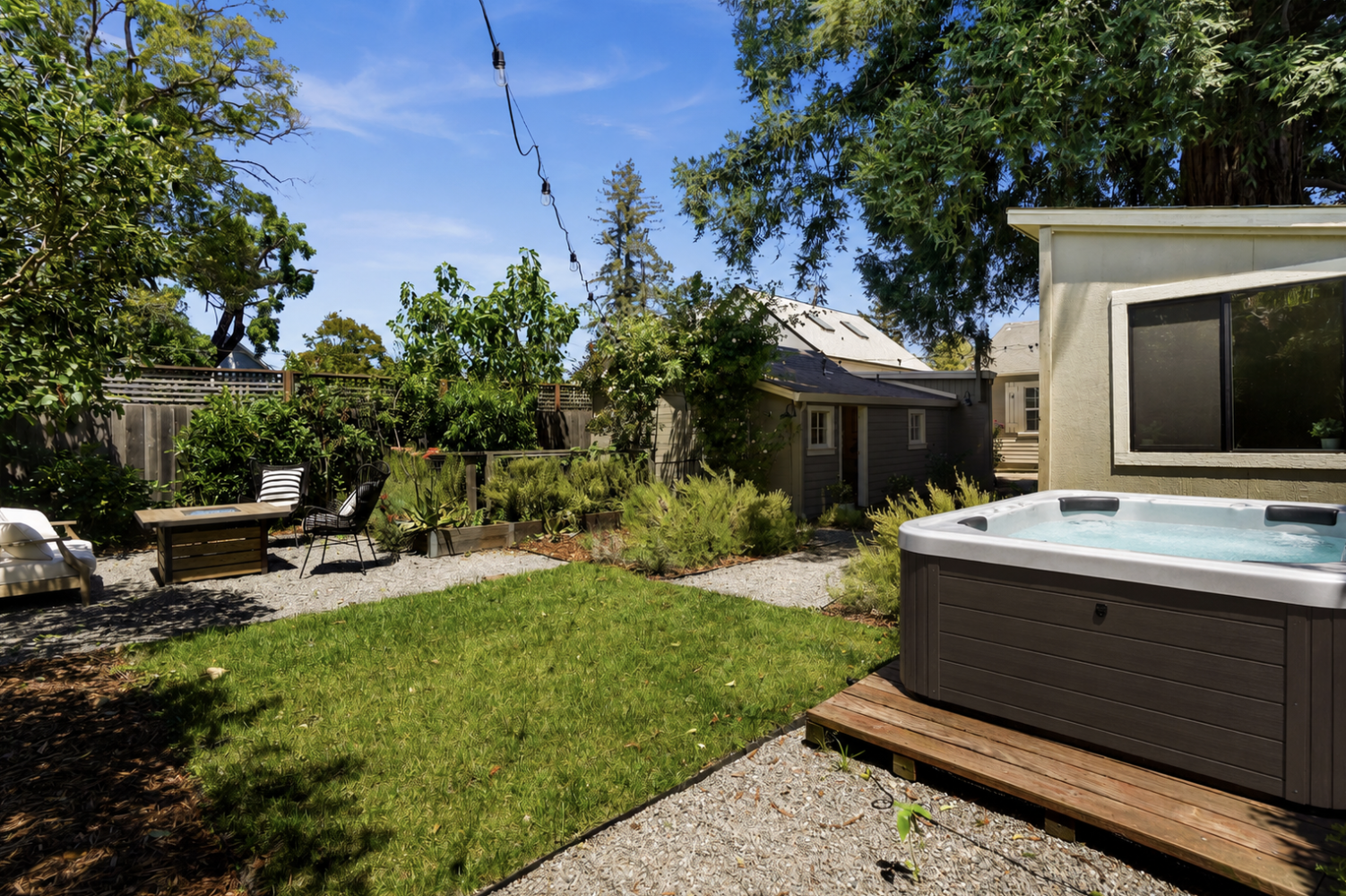 Soak in the hot tub after a day exploring Wine Country