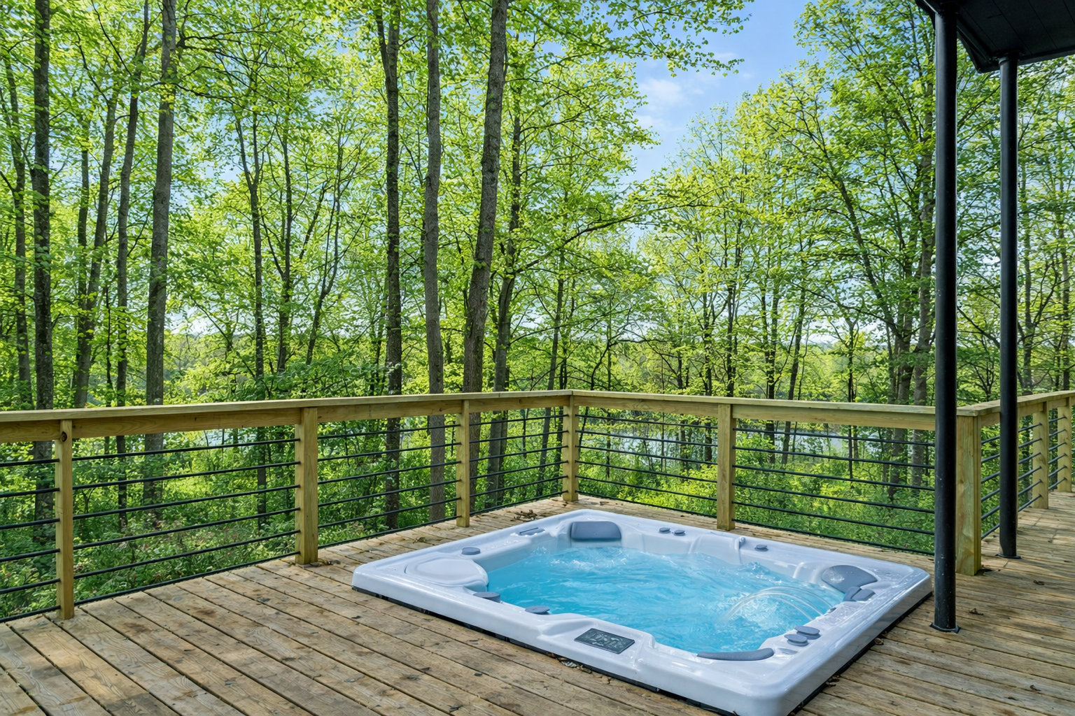 Hot Tub Oasis: Soak in the serenity of nature while enjoying stunning forest views!