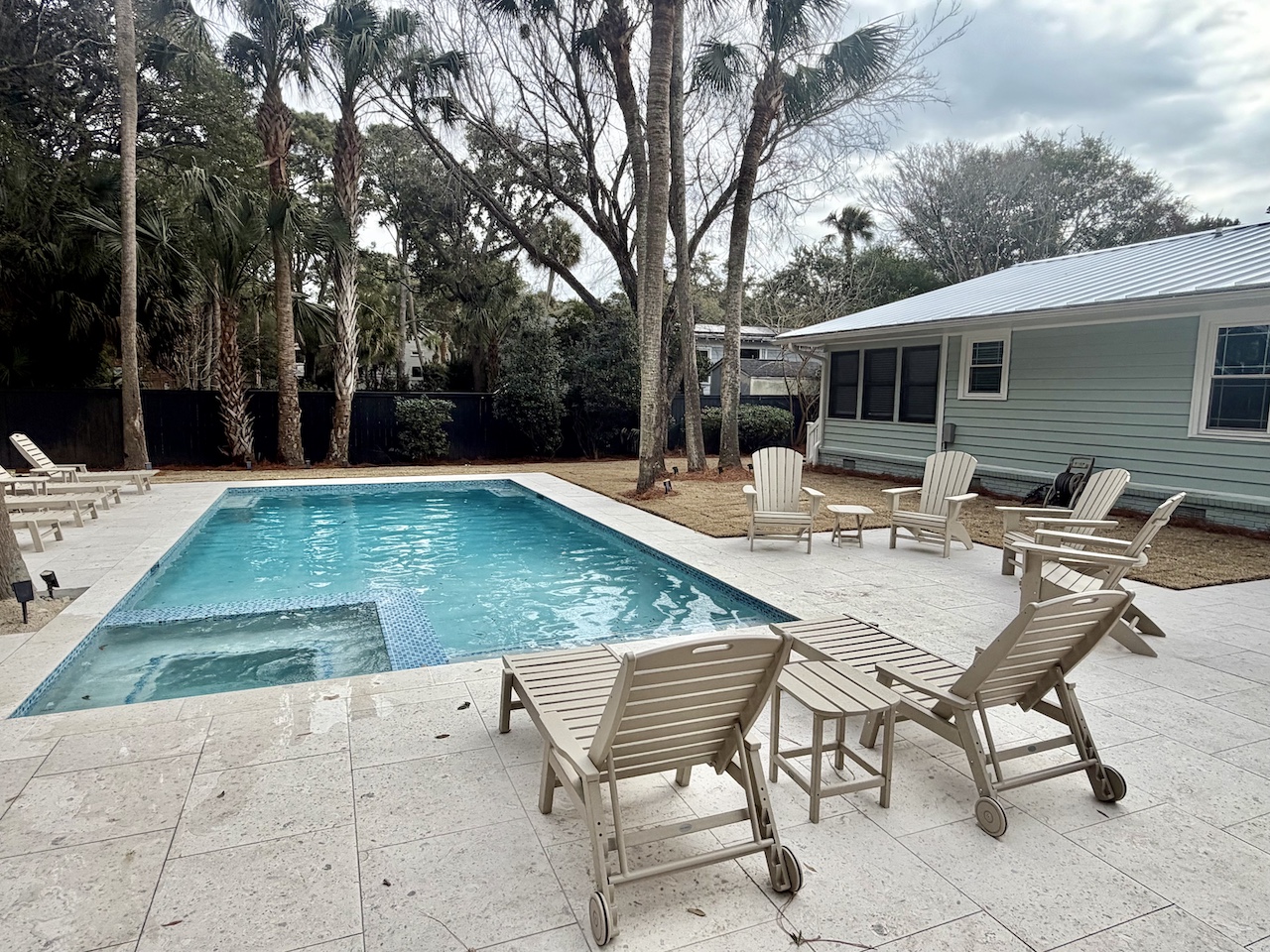 Private Heated Pool is 15 ft wide by 30 ft long.  Pool is 3 ft-6 ft deep.  Hot tub is 6 ft x 6 ft. | IOP Escapes The Beach Blessing | 3705 Hartnett Blvd, Isle of Palms, SC