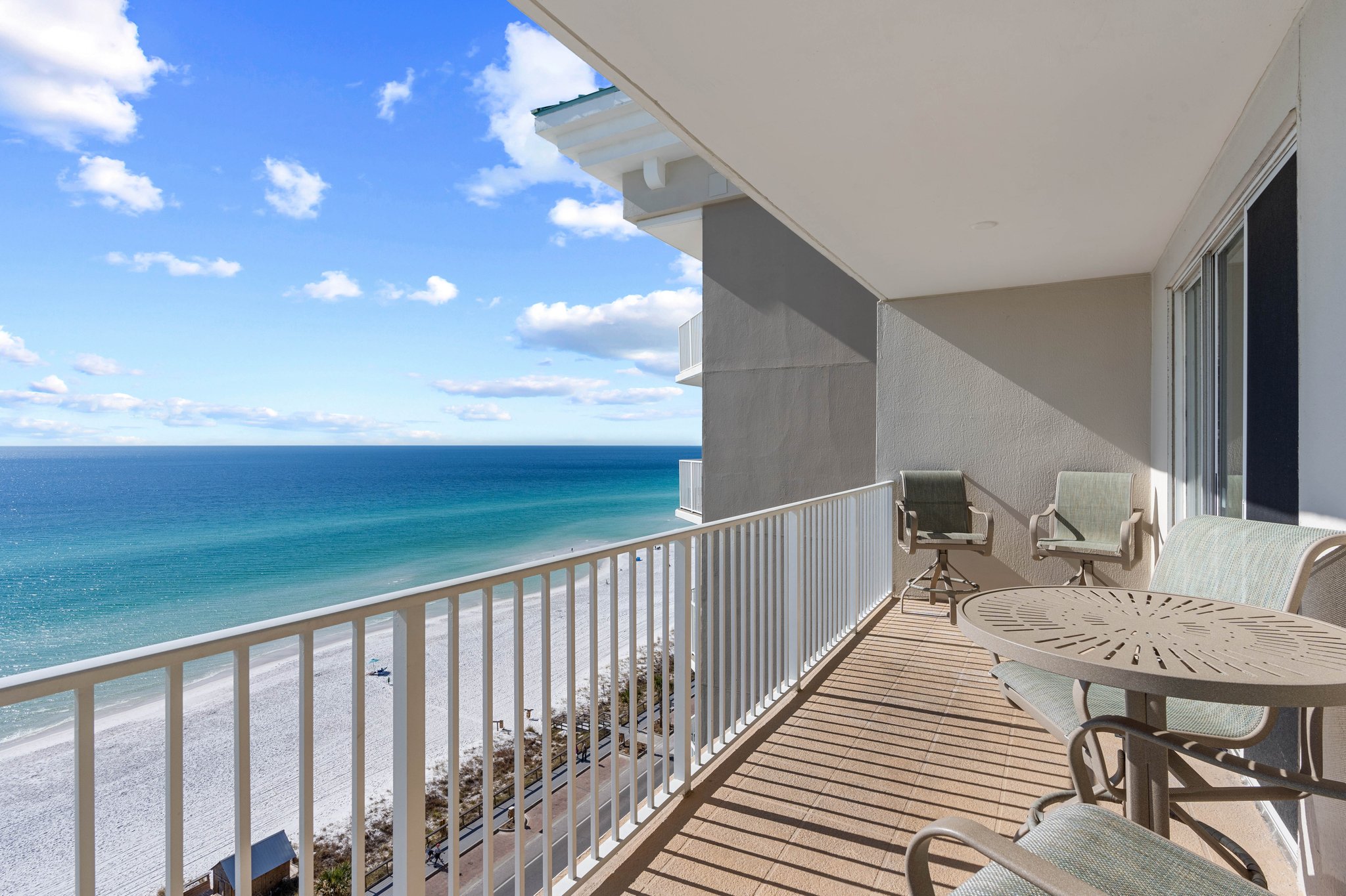 Balcony view overlooking the water, perfect for fresh air & quiet moments.