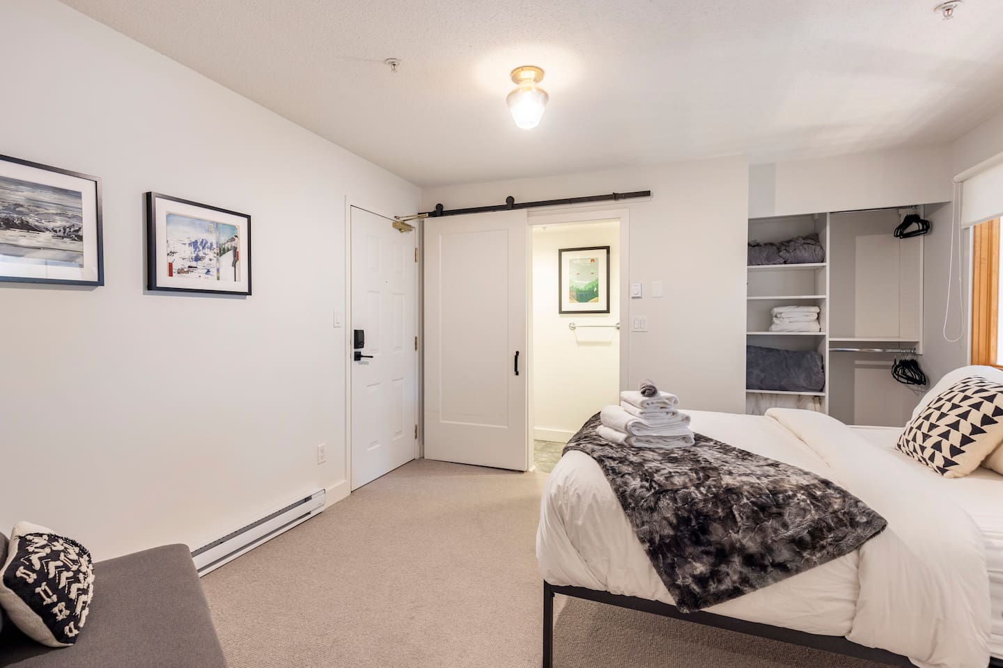 Ensuite powder room off this upstairs bedroom. Door on the left leads to the corridor.