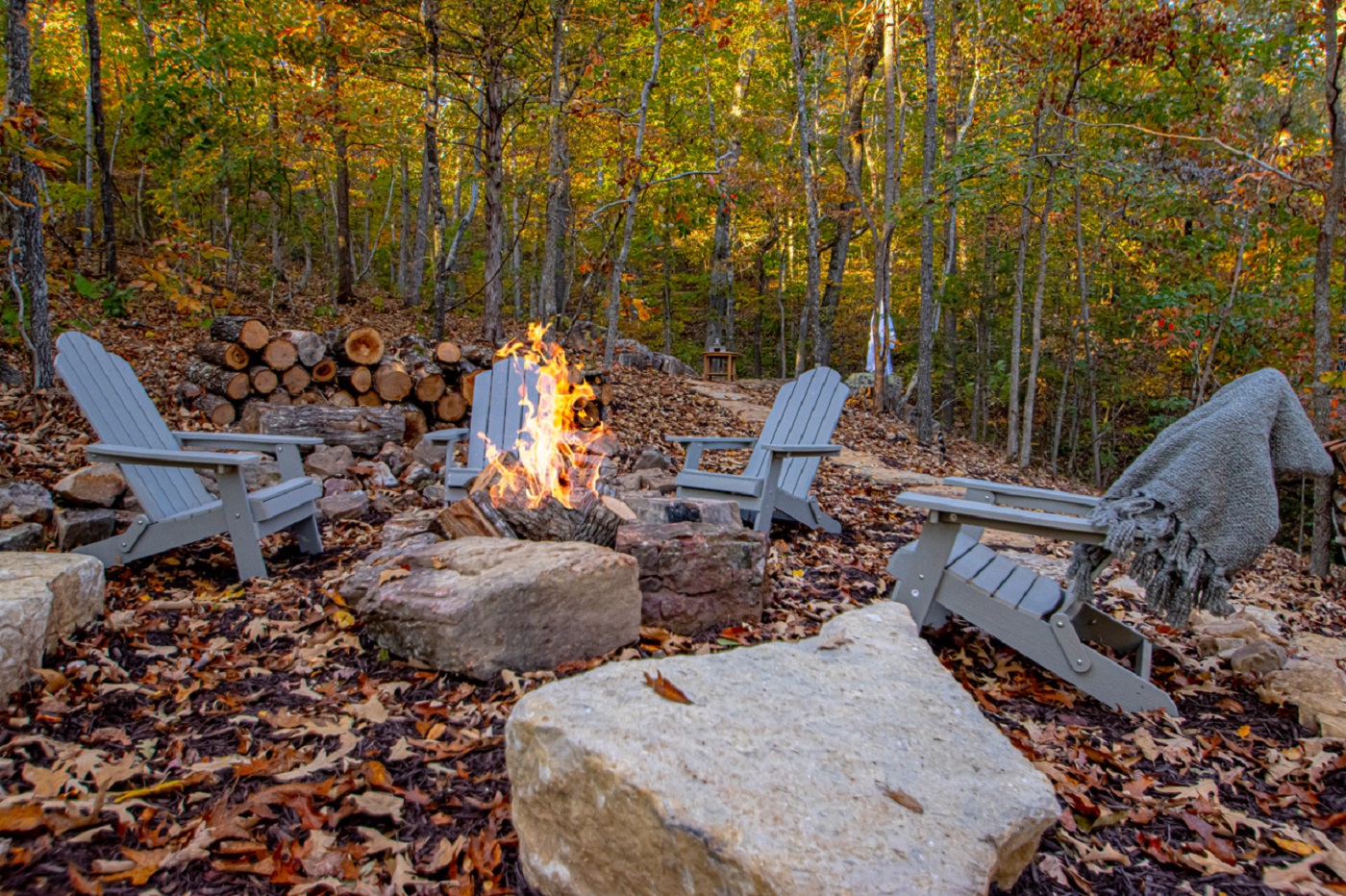 Fire Pit and Adirondack chairs