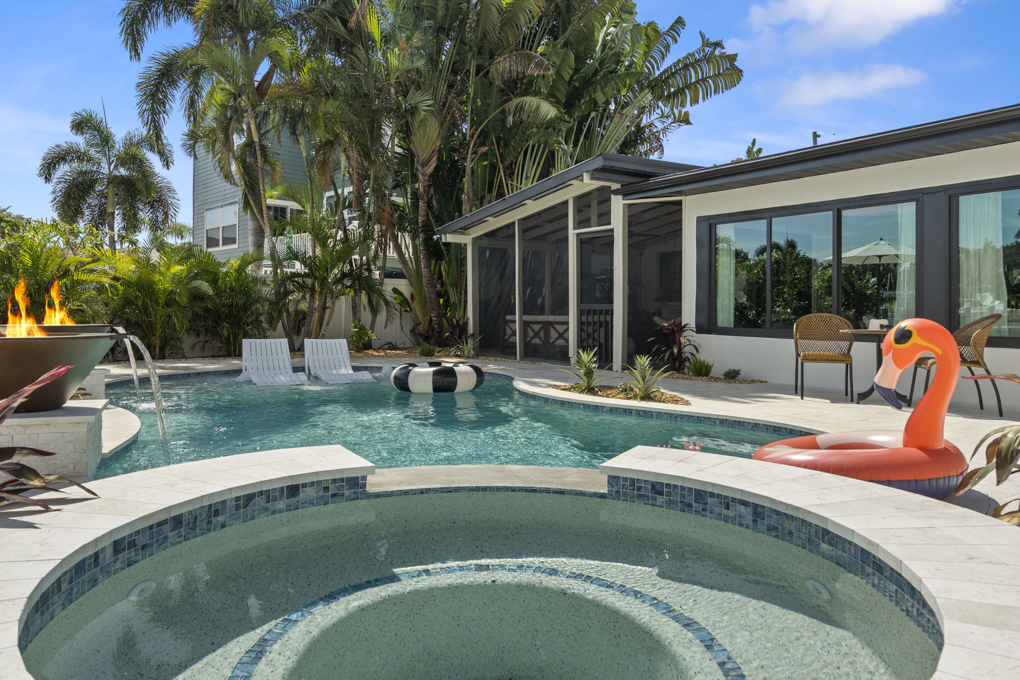 "The pool was immaculate and being on the water allowed us to catch fish, see manatees, and All the water and beach toys made everything fun and the home had a wagon and umbrella for added ease.