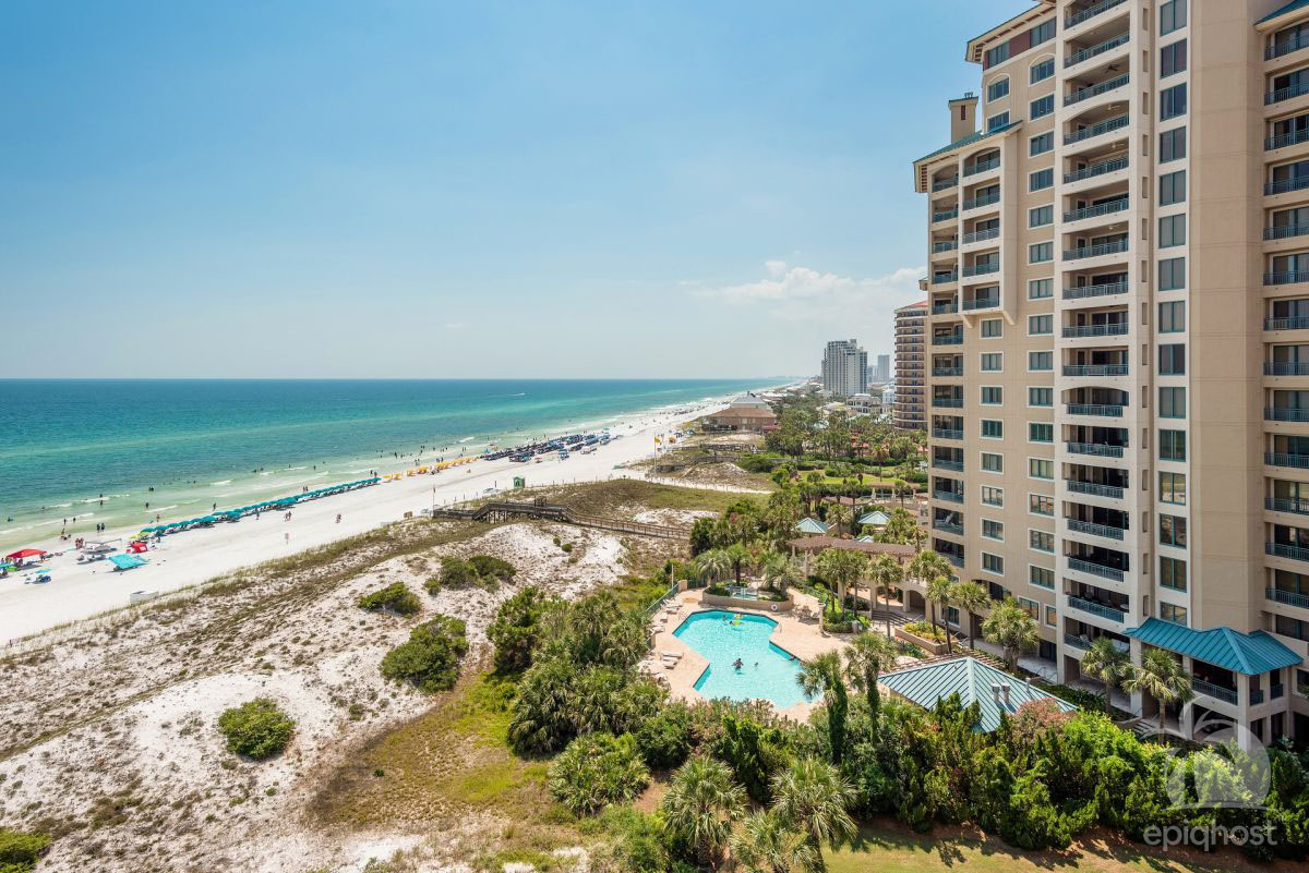 Aerial beach view showcasing Sandestin's pristine shoreline