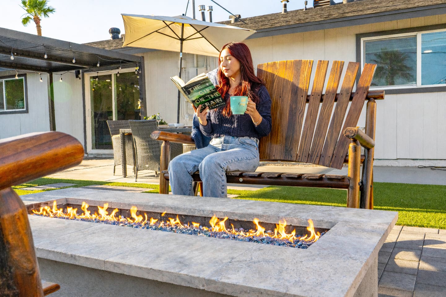 Slow mornings by the fire—coffee, a good book, and peaceful moments in your private Scottsdale retreat