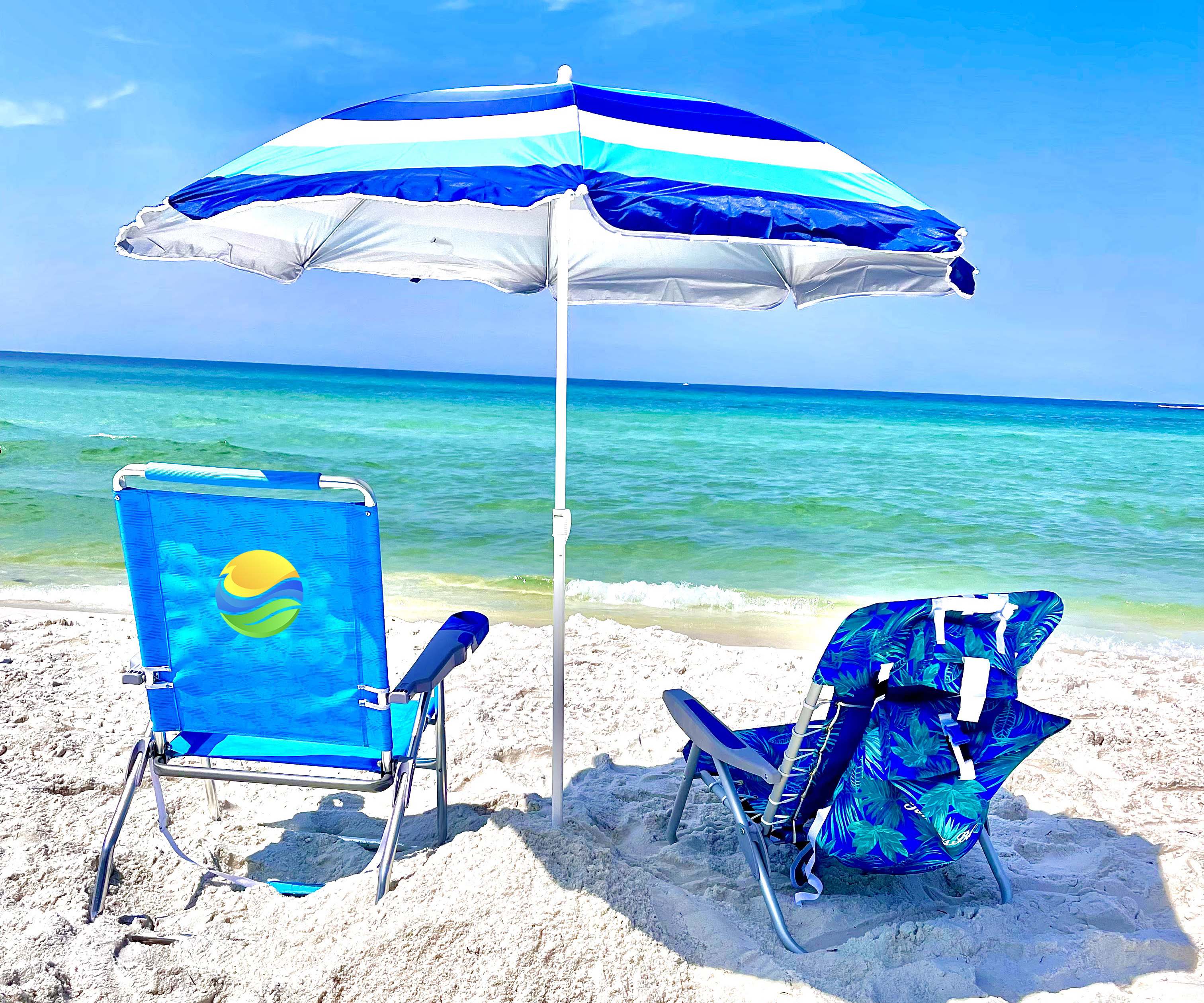 Provided beach chairs and umbrella