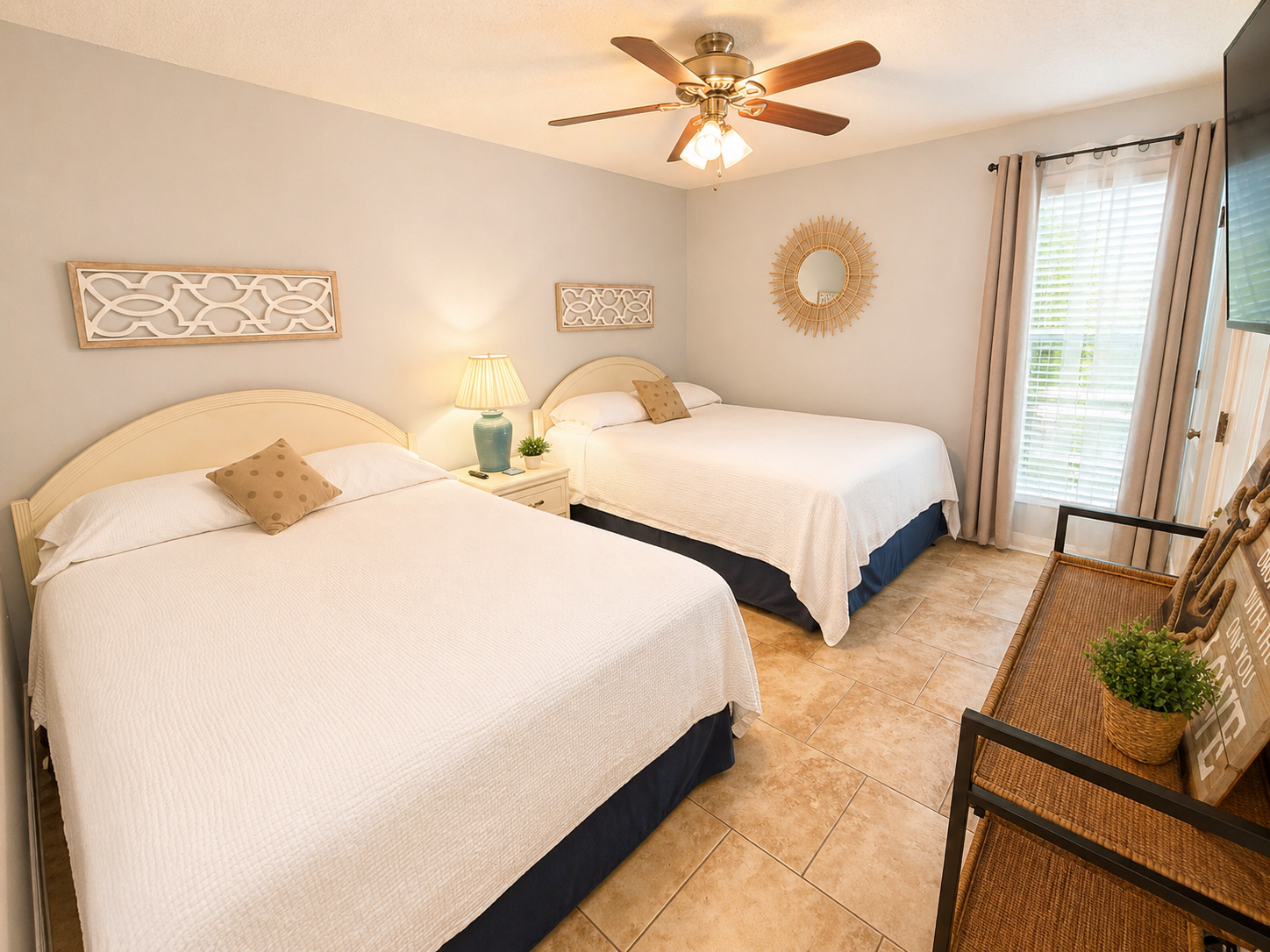 Main-level bedroom with 2 queen beds