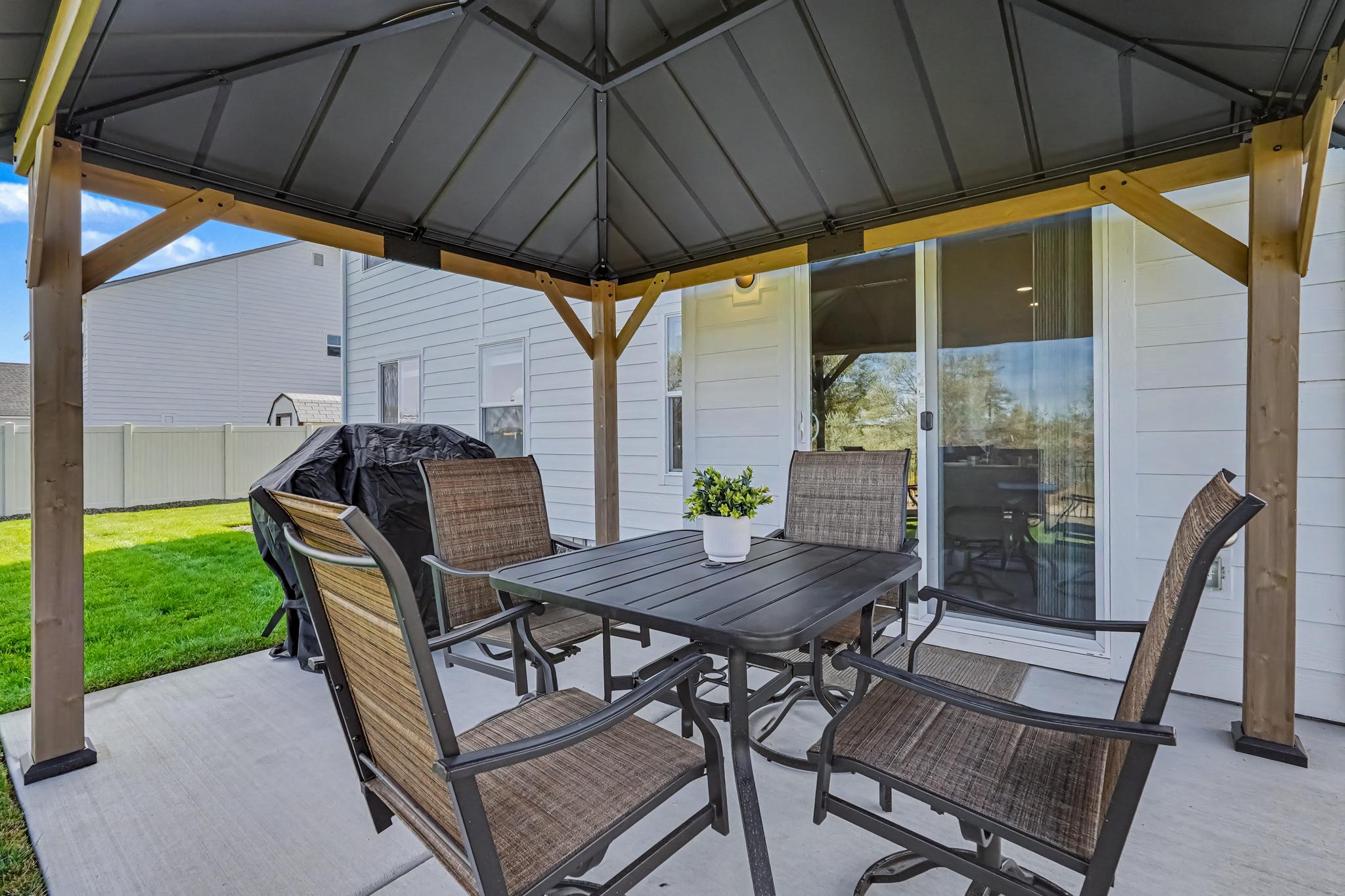 Enjoy BBQing in the shade.