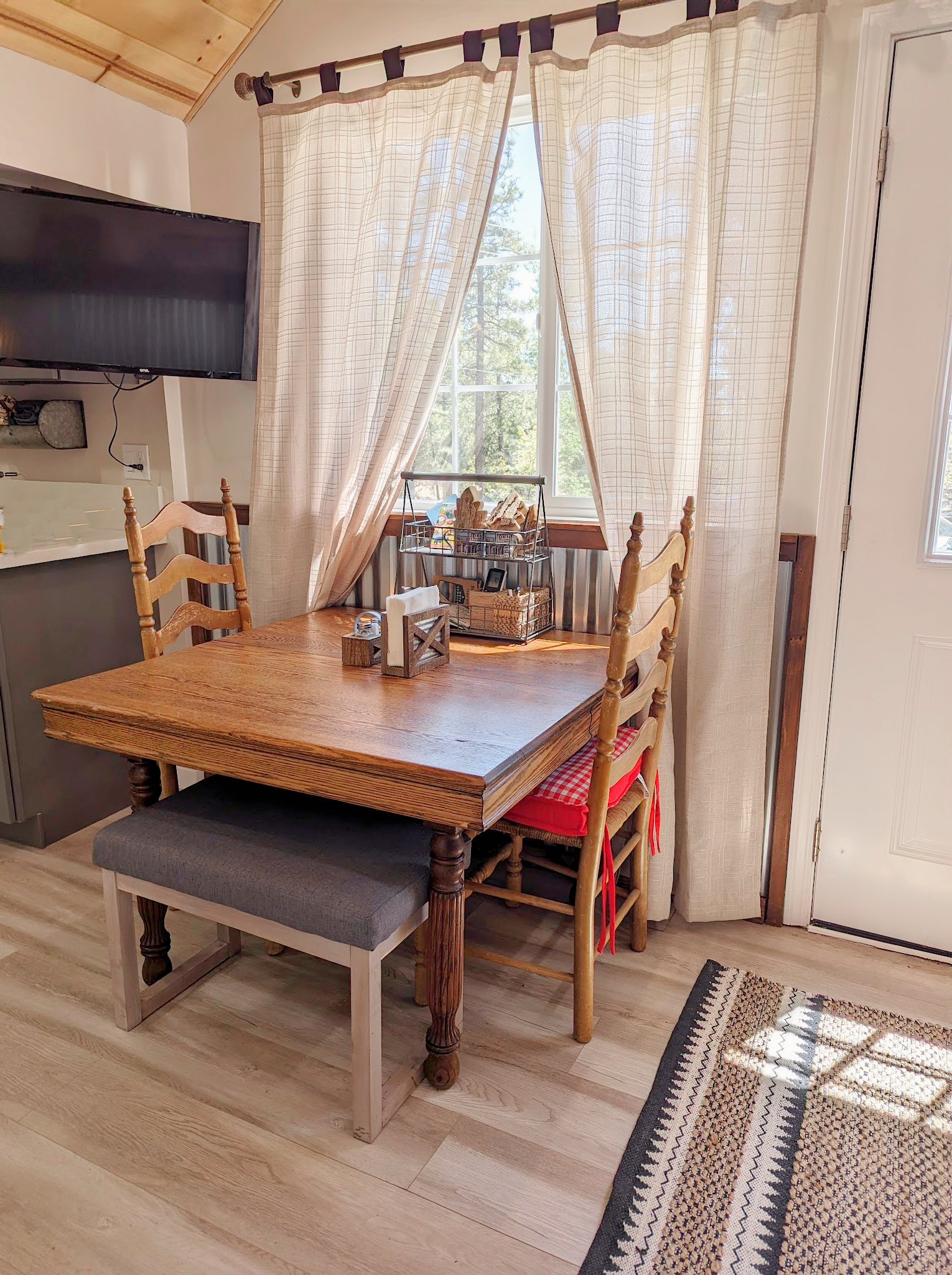 Our small dining area is prefect for our small cabin!