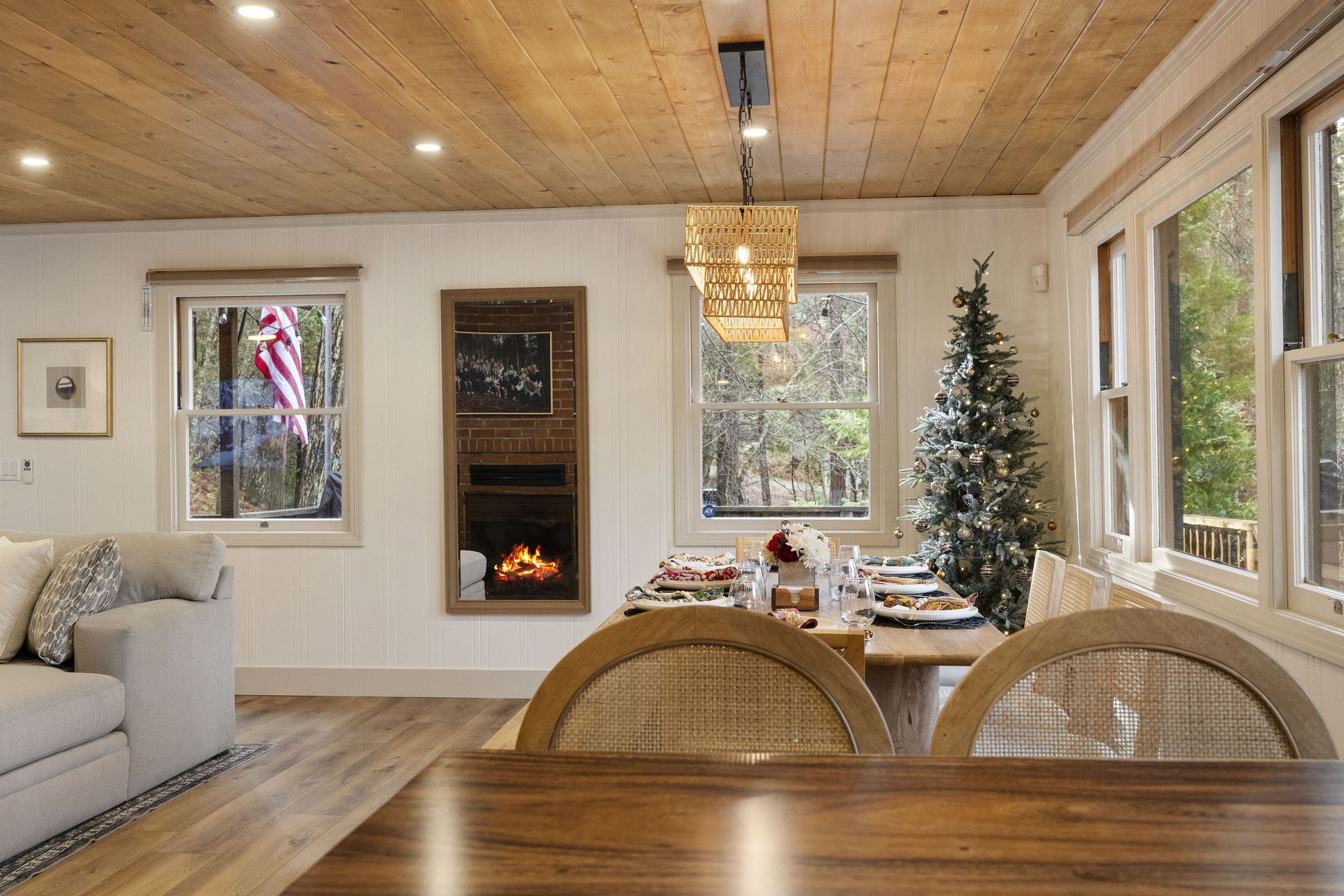 Kitchen island with 3 barstools.