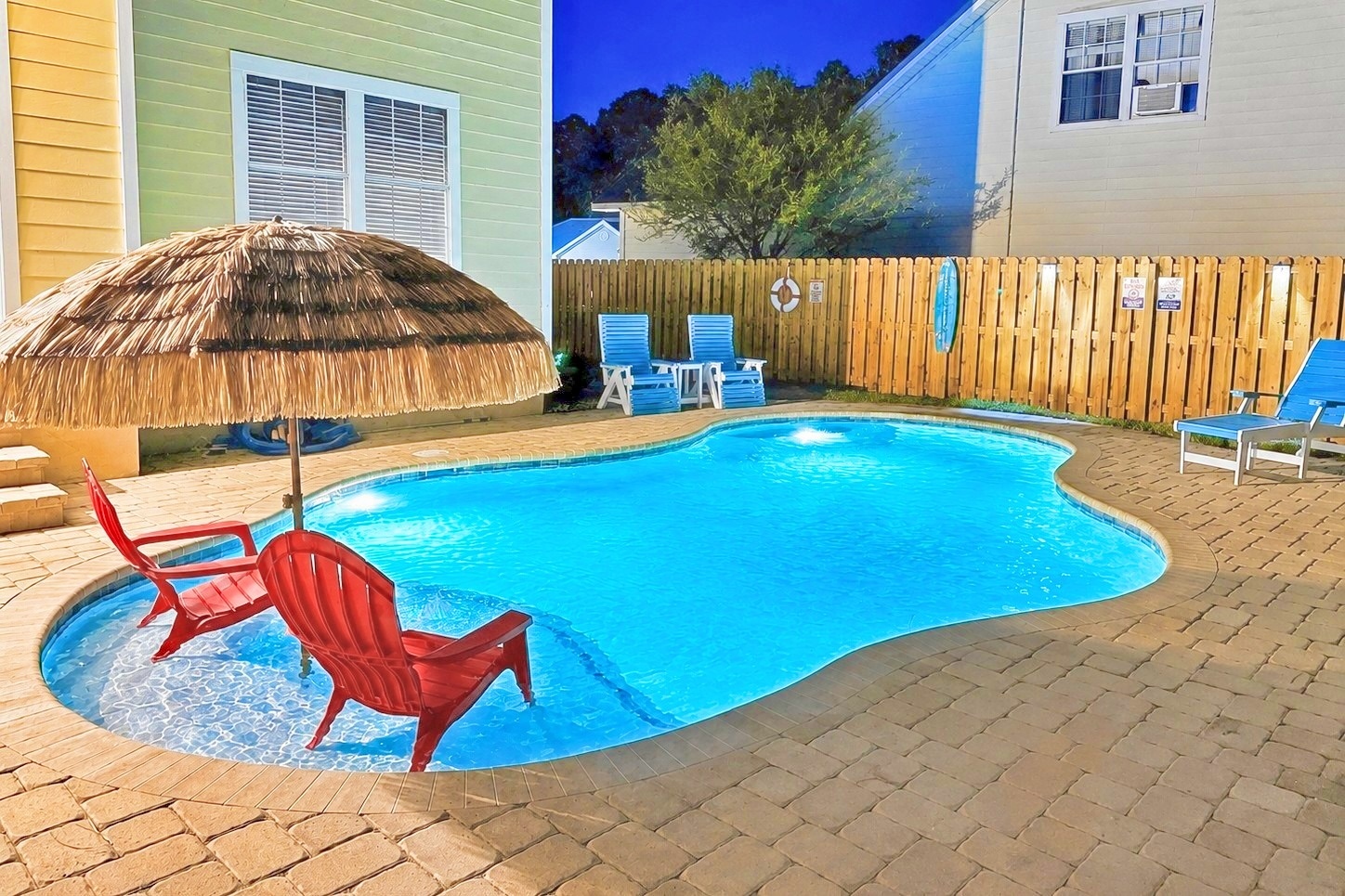 Private pool with loungers