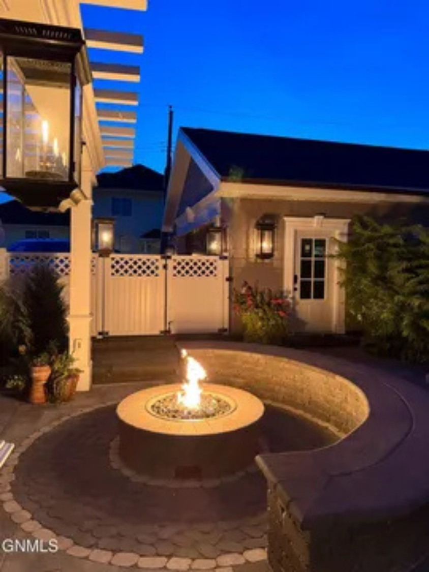 This space gives you a cozy place to relax outside once the sun goes down.