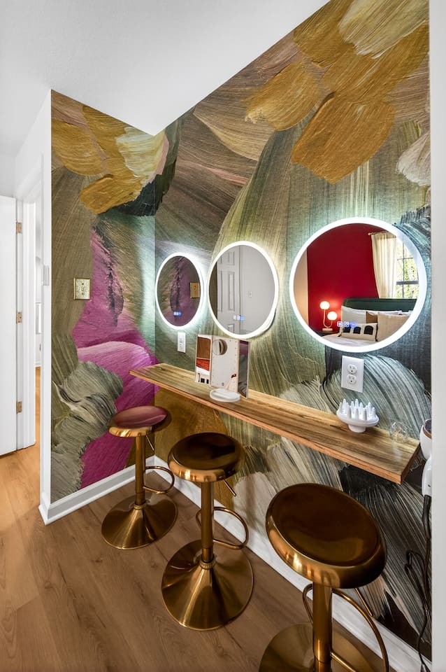 Luxe Nova is equipped to provide everyone in the group vanity space to get ready on time! Multiple vanity spaces in bedrooms and bathrooms with magnifying mirrors and hair dryers. These are both back and front lit mirrors to glam you up!