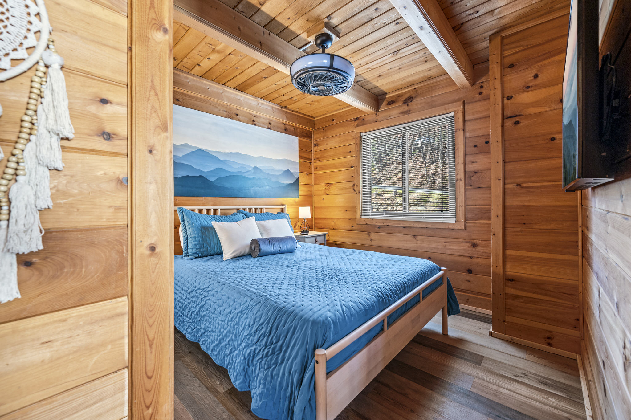 The queen bedroom window is a popular spot to sight and observe bears walking around during their morning and twilight search for food.  Lock those cars and garbage bins if you don't want a mess!