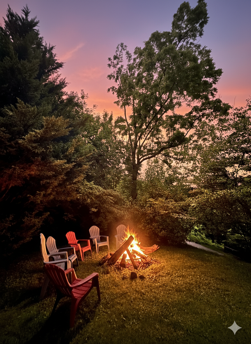 Sunset hues and woodland views. Your tranquil escape awaits.