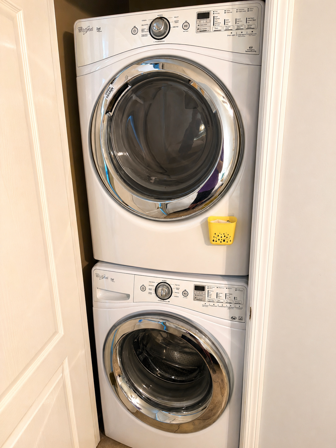 Stacked washer and dryer in-unit