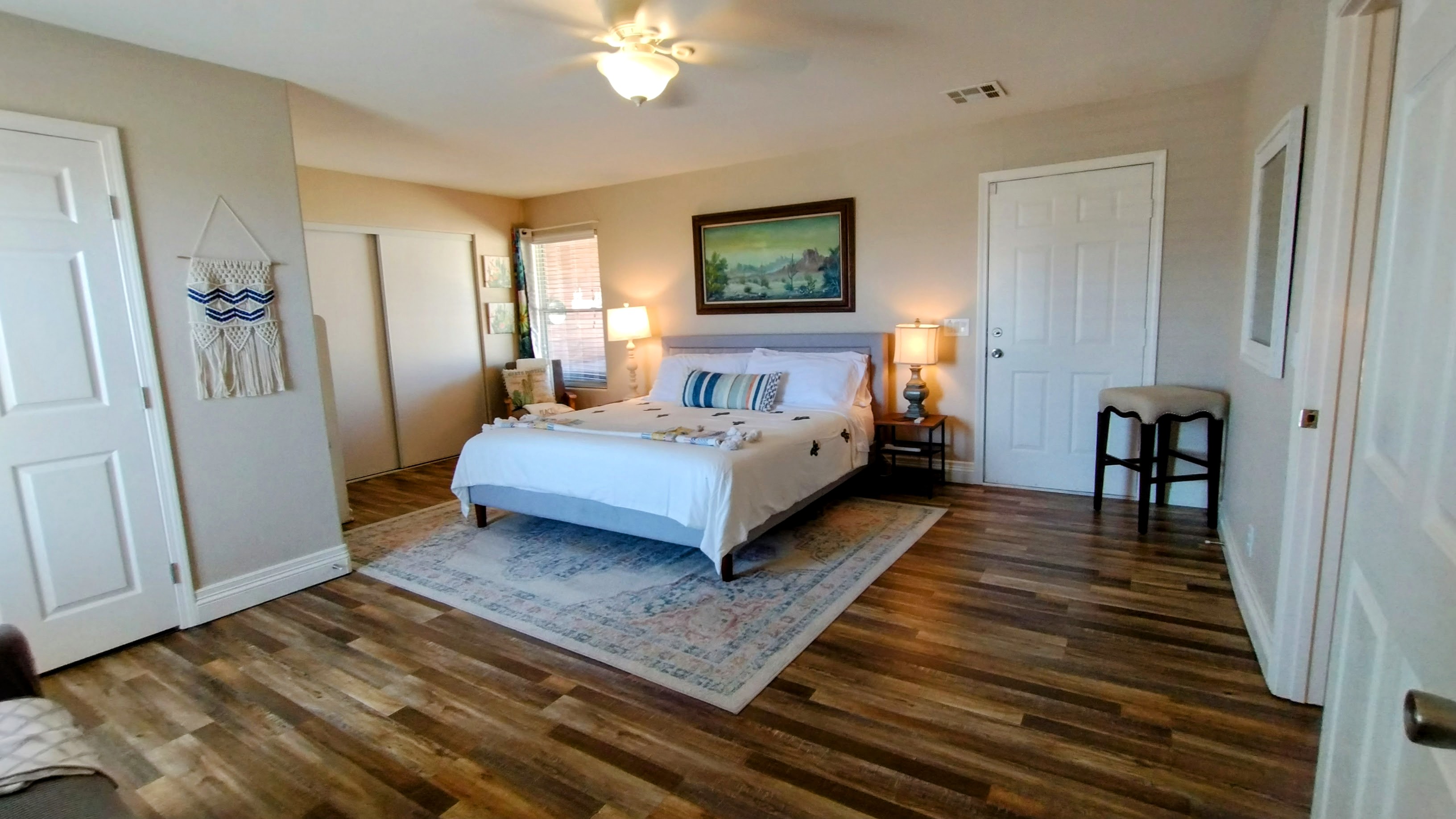 Very large bedroom with plenty of space to have a private and relaxing getaway