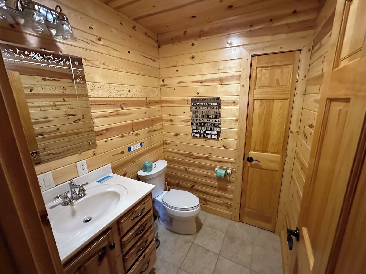 This half bathroom is on the first floor next to the kitchen and is in a central area easy for all to get to quickly.