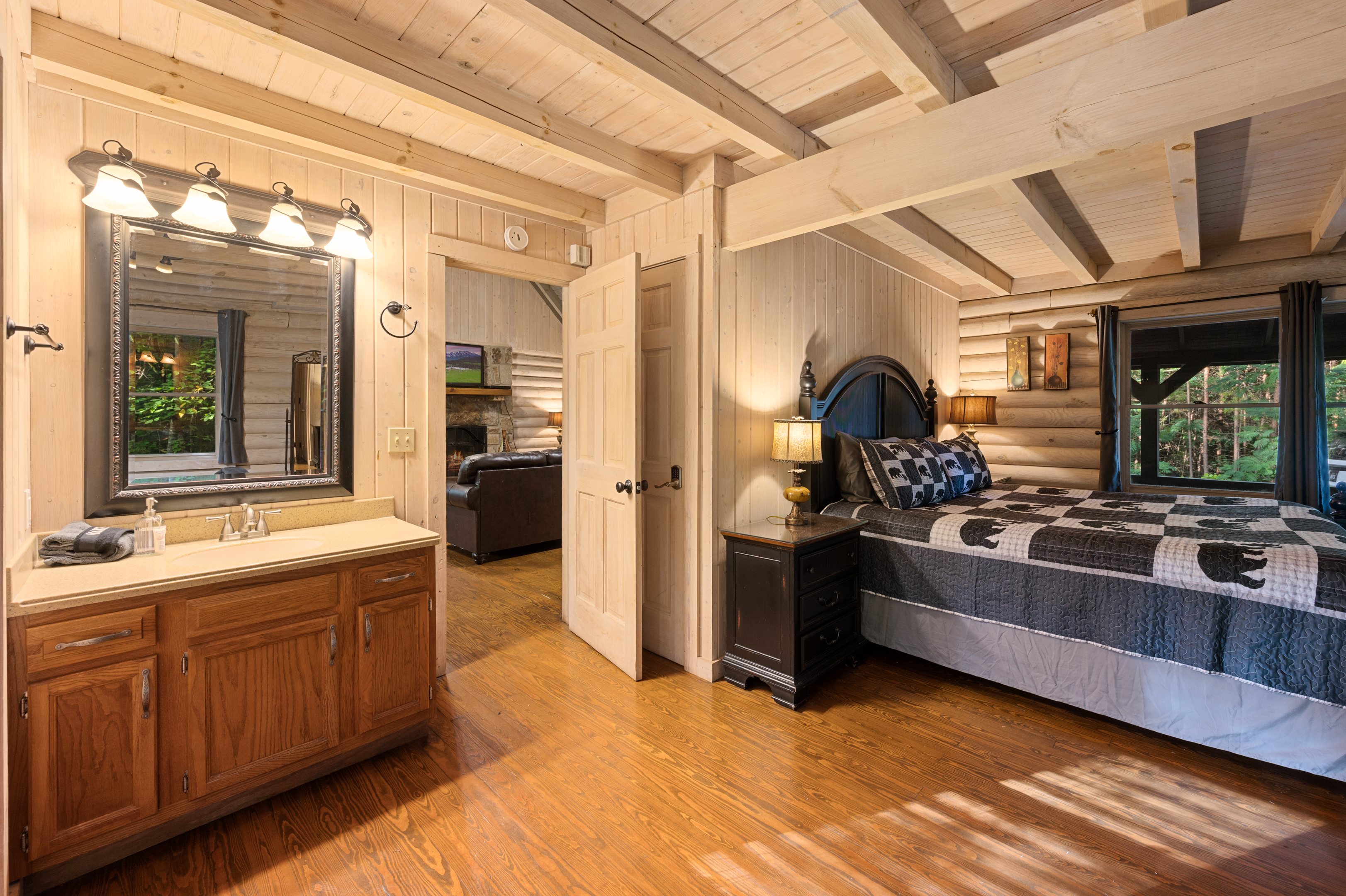 Relax in your inviting king bedroom suite, steps from the living area & views.