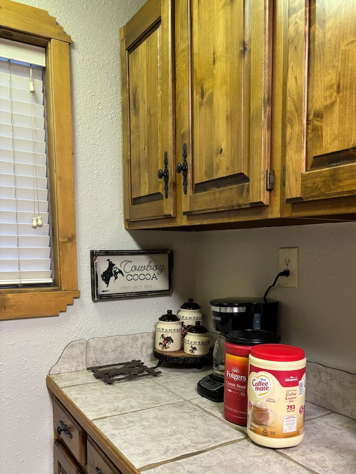 Coffee and granular creamer provided for each guest