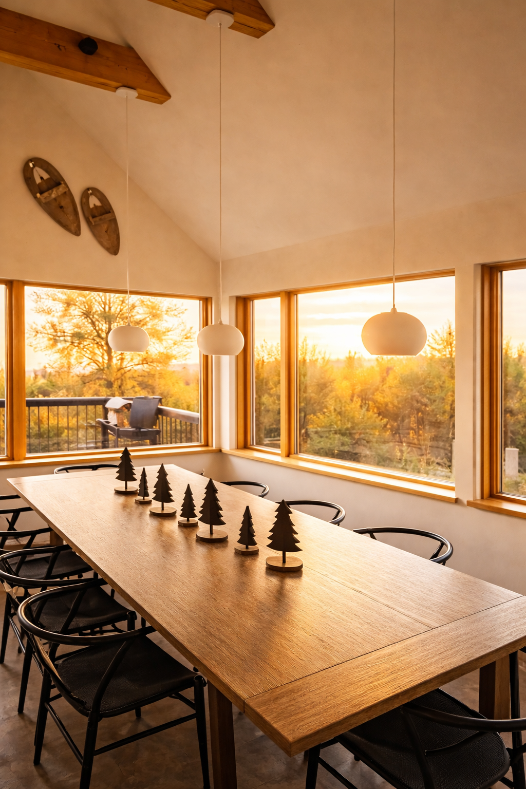 Dining table with views into the surrounding forest