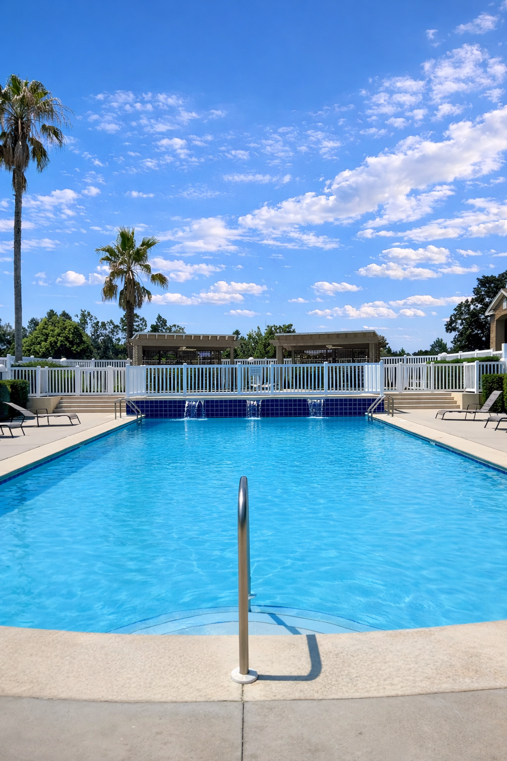 Pool with waterfall feature 