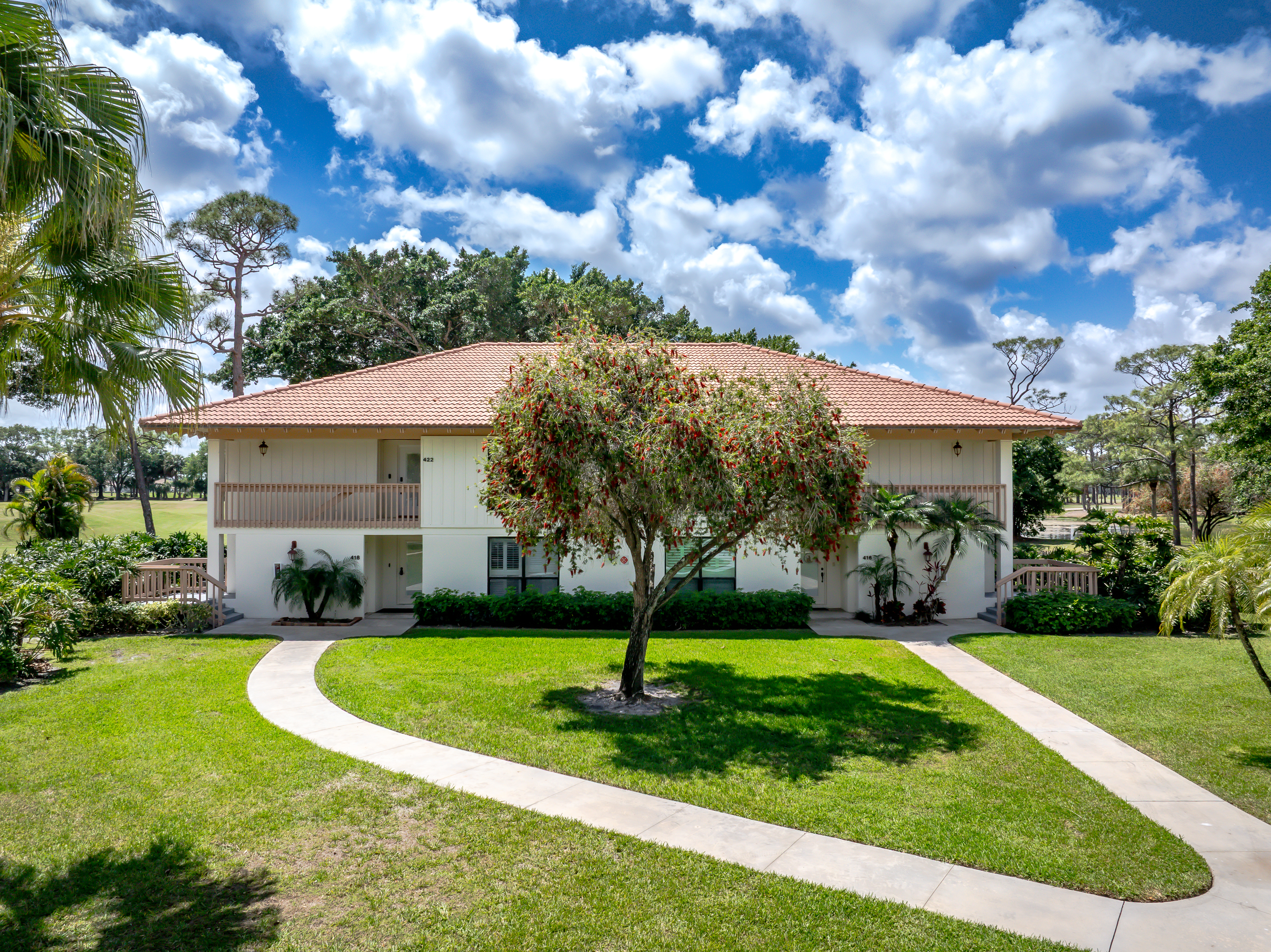 Charming walkway leading to your peaceful golf retreat