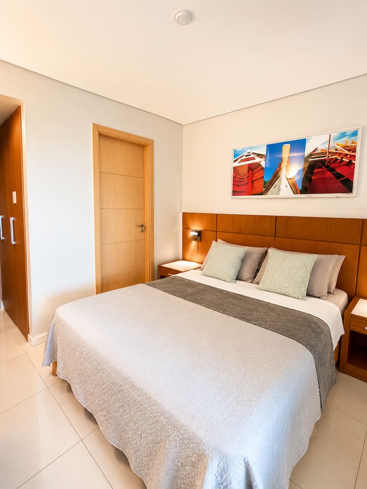 Bedroom 1, with a queen-size bed and an ensuite bathroom, to ensure a peaceful stay.