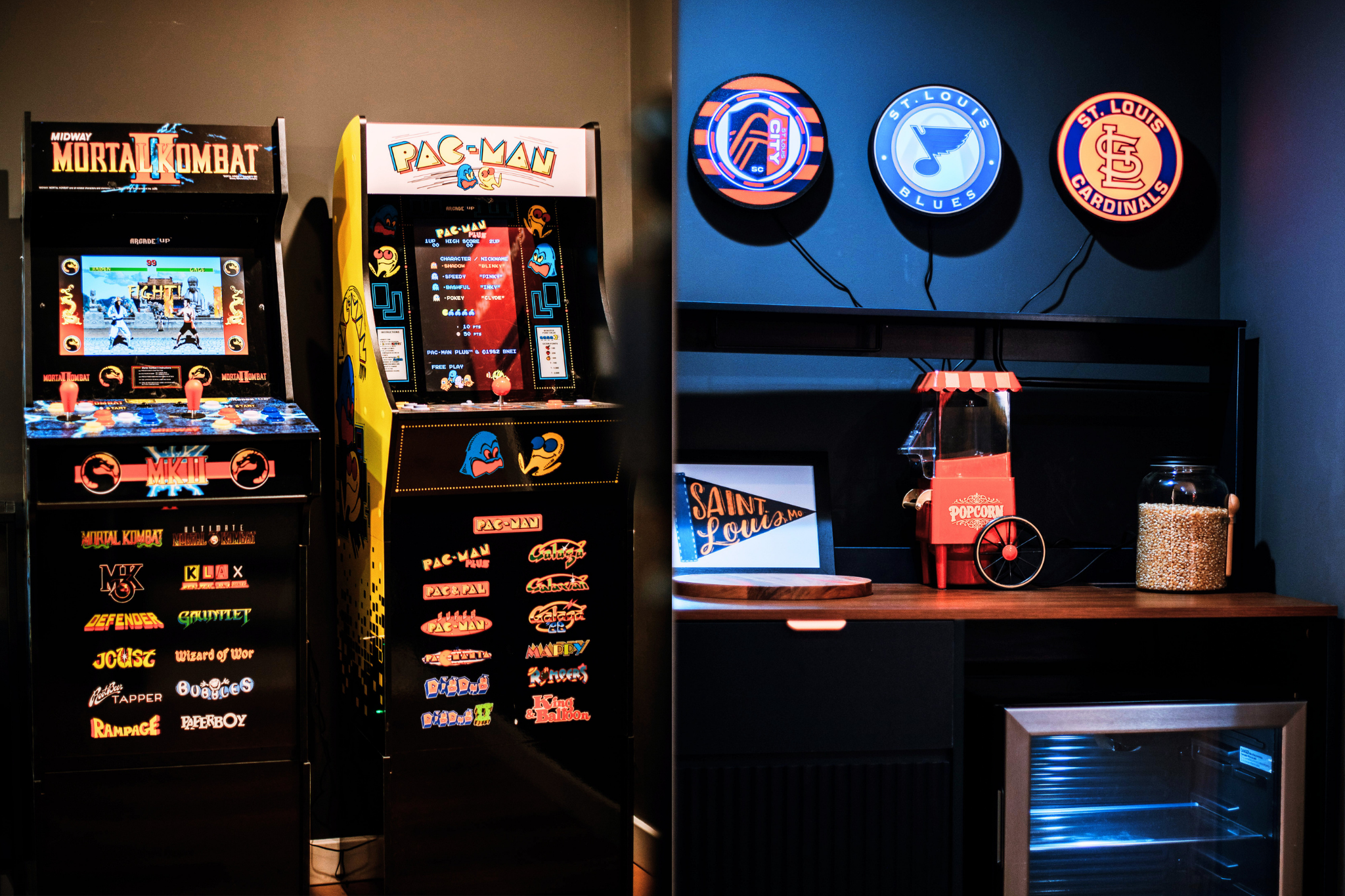 Classic arcade favorites including Pac-Man and Mortal Kombat.