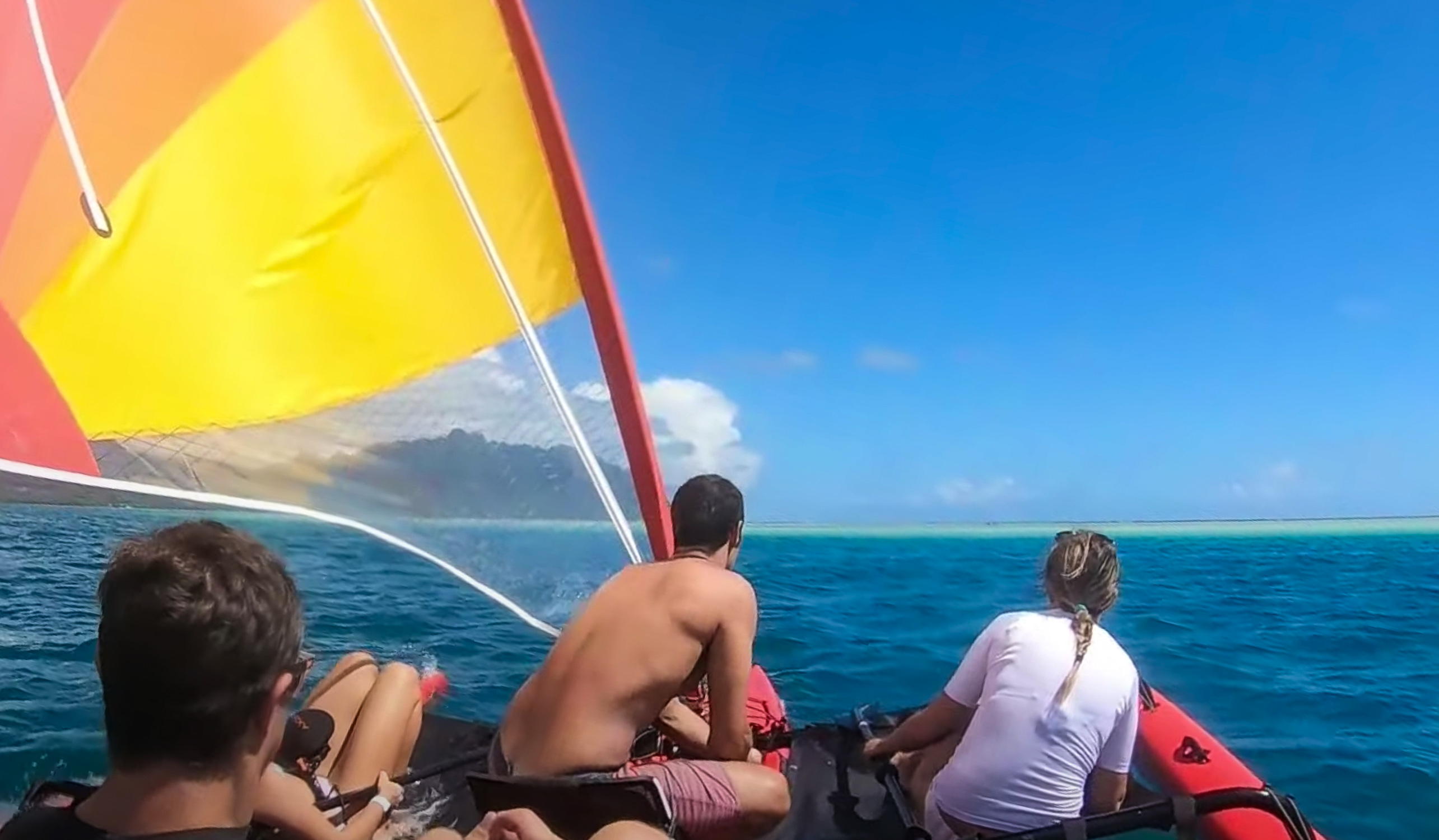 Your 2 sailing kayaks can handle up to 4 people each!