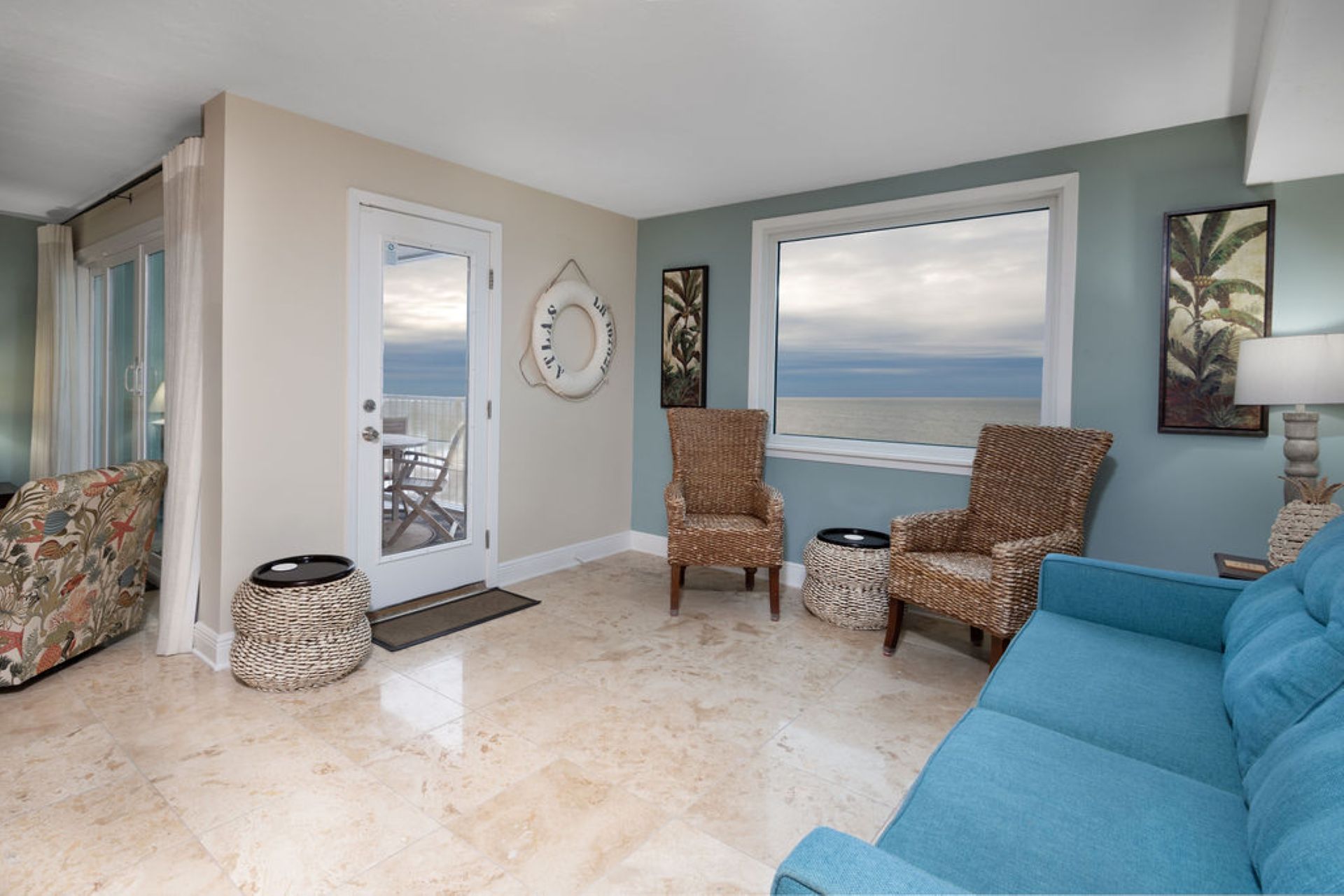 Sitting area leading to balcony