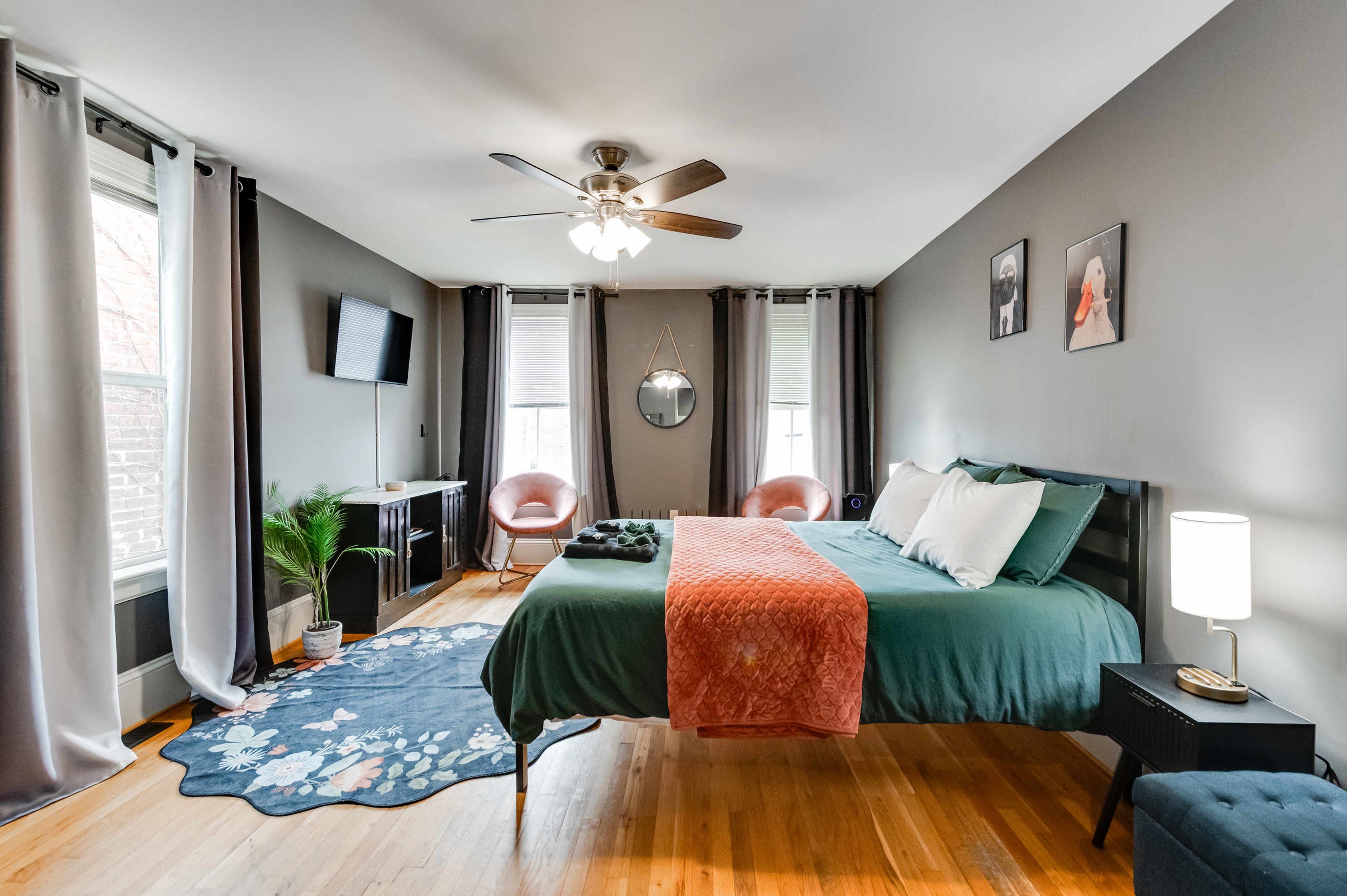 Queen Bedroom 3: Bright spaces with sleek furnishings and chic decor await your stay!