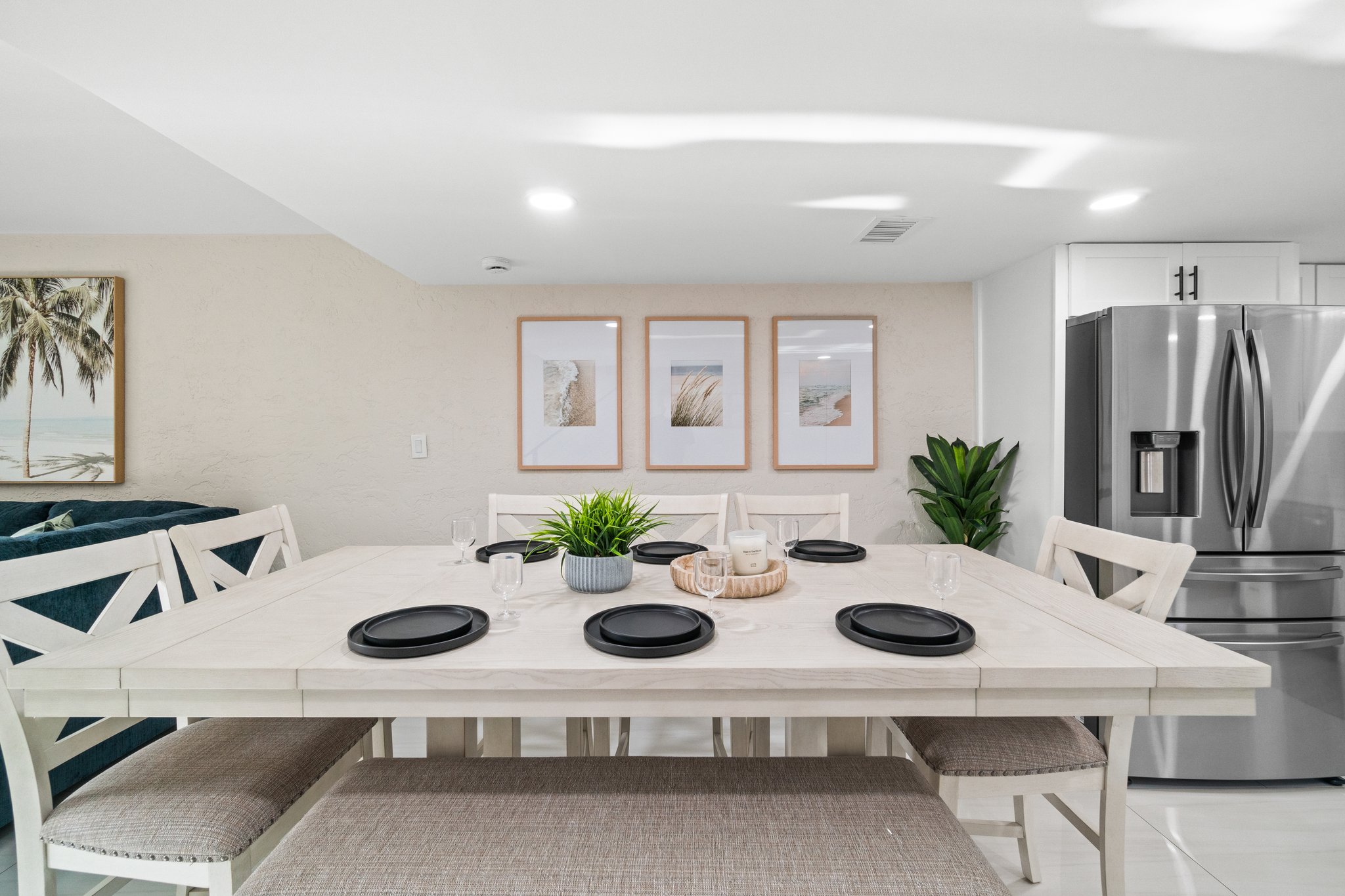 large dining table for evening meals