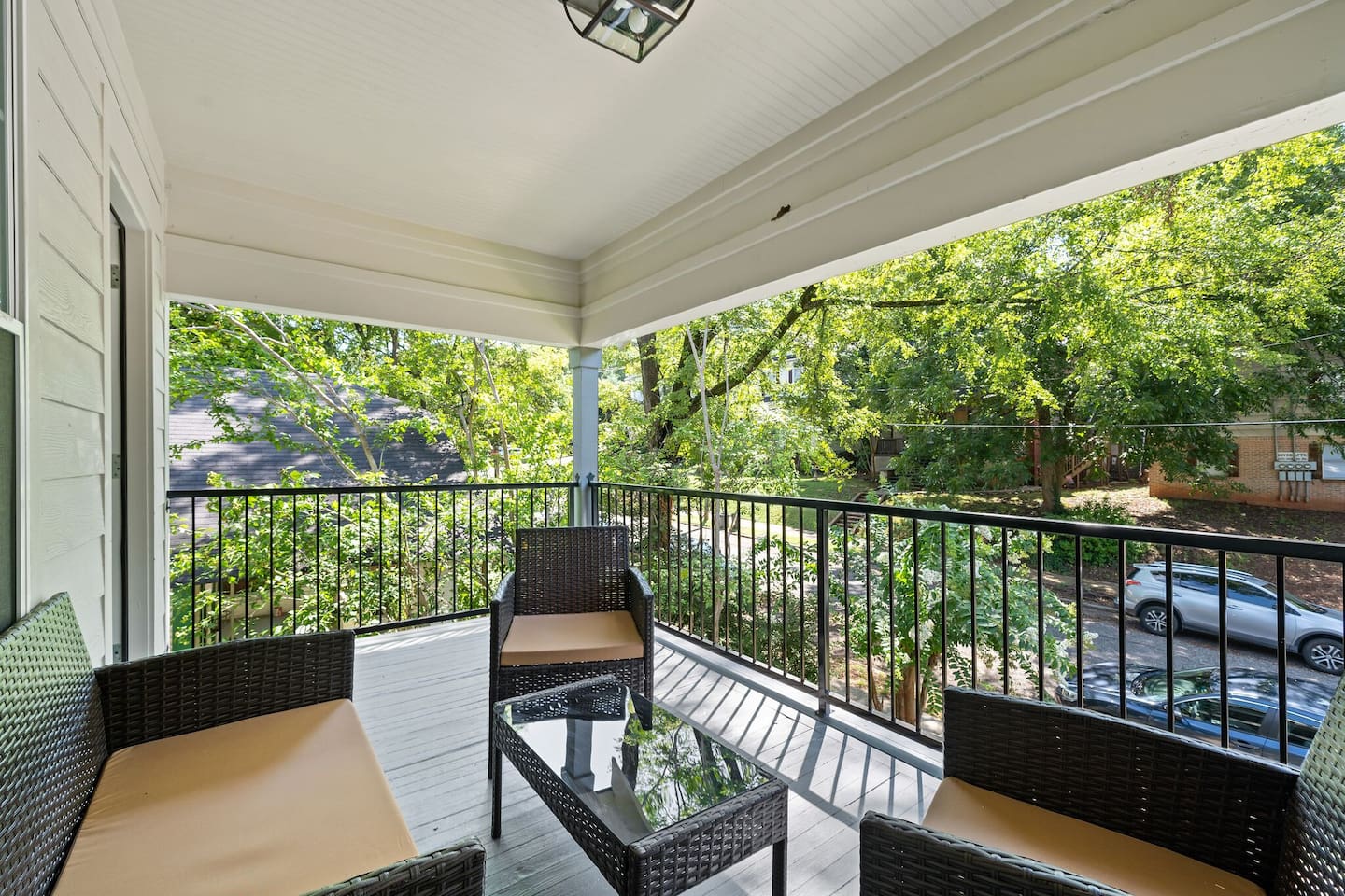 A delightful outdoor space with seating, ideal for enjoying the surrounding views and fresh air.