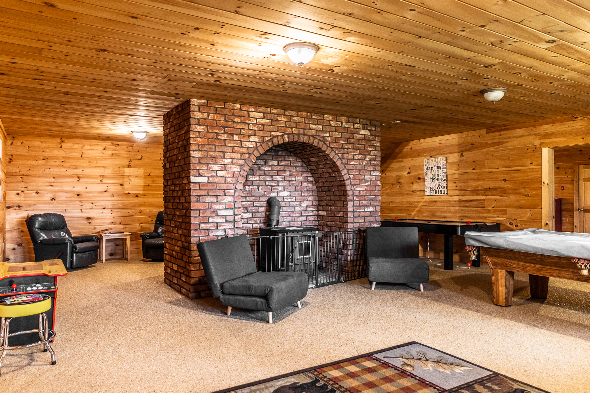 Retreat to the game room! Enjoy a competitive game of foosball or pool, play one of the board games, pac man arcade, plus reading/playing area for kids.