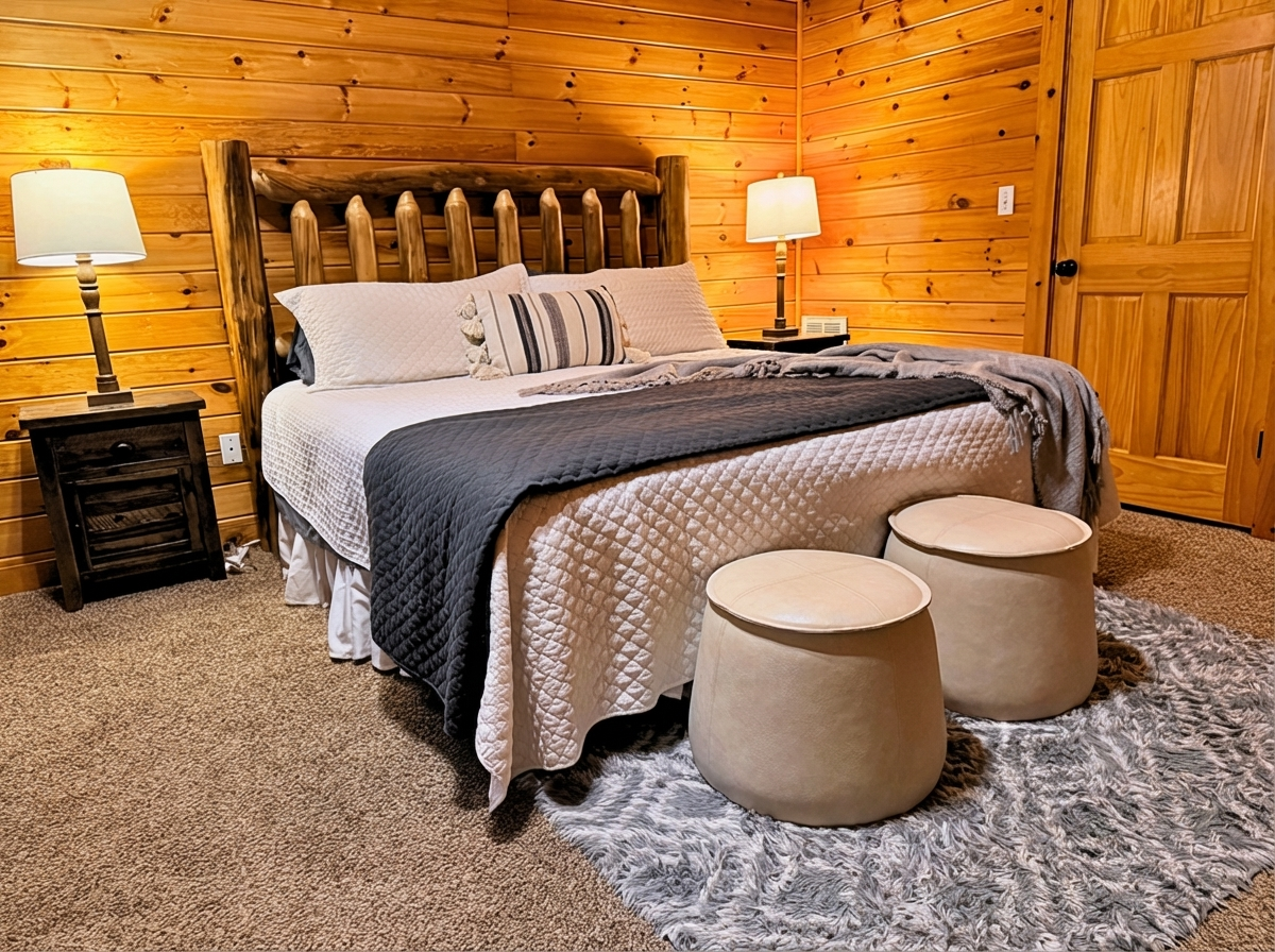 Another spacious downstairs bedroom featuring a king-size bed for your comfort!