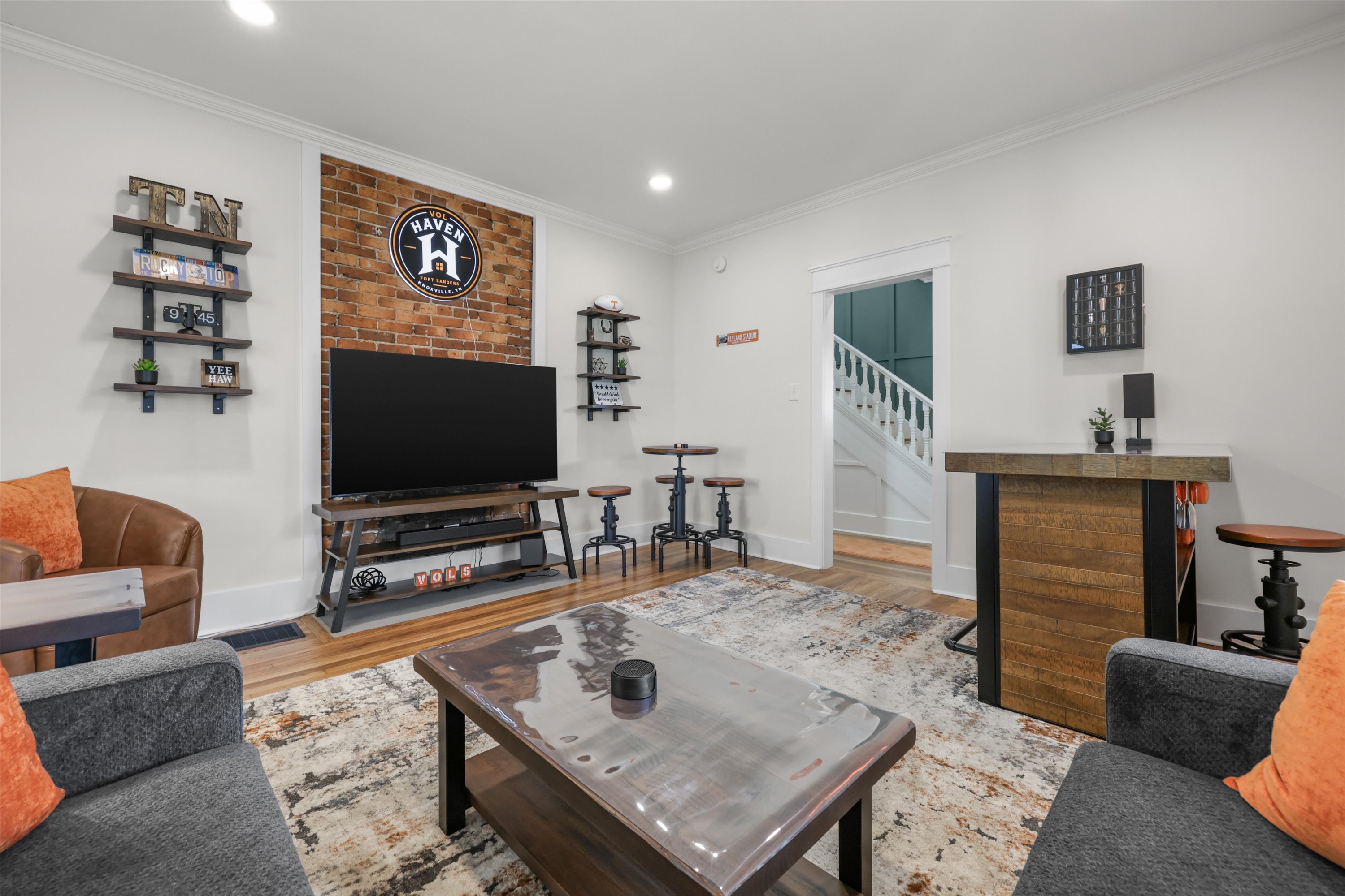 Sit on the couch and enjoy college gameday on the TV!