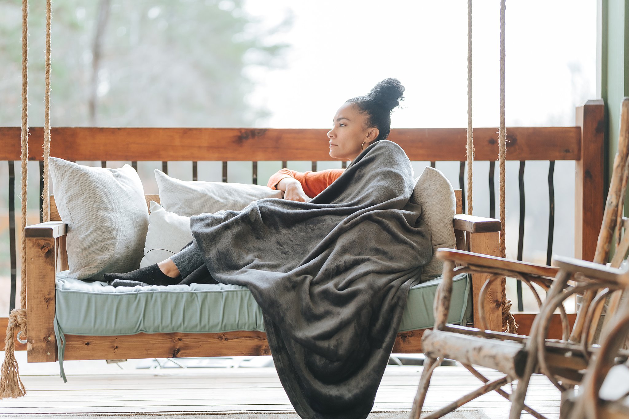 Front porch swing - the perfect spot to sip sweet tea and enjoy the fresh mountain air!