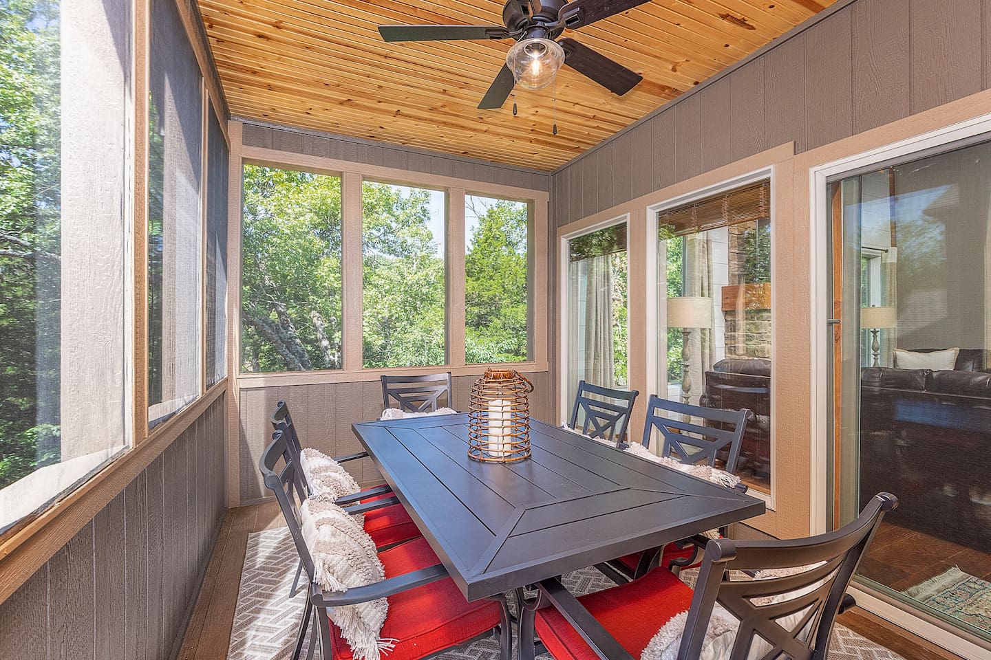 Main Level Screened in Deck overlooks nature trail and creek