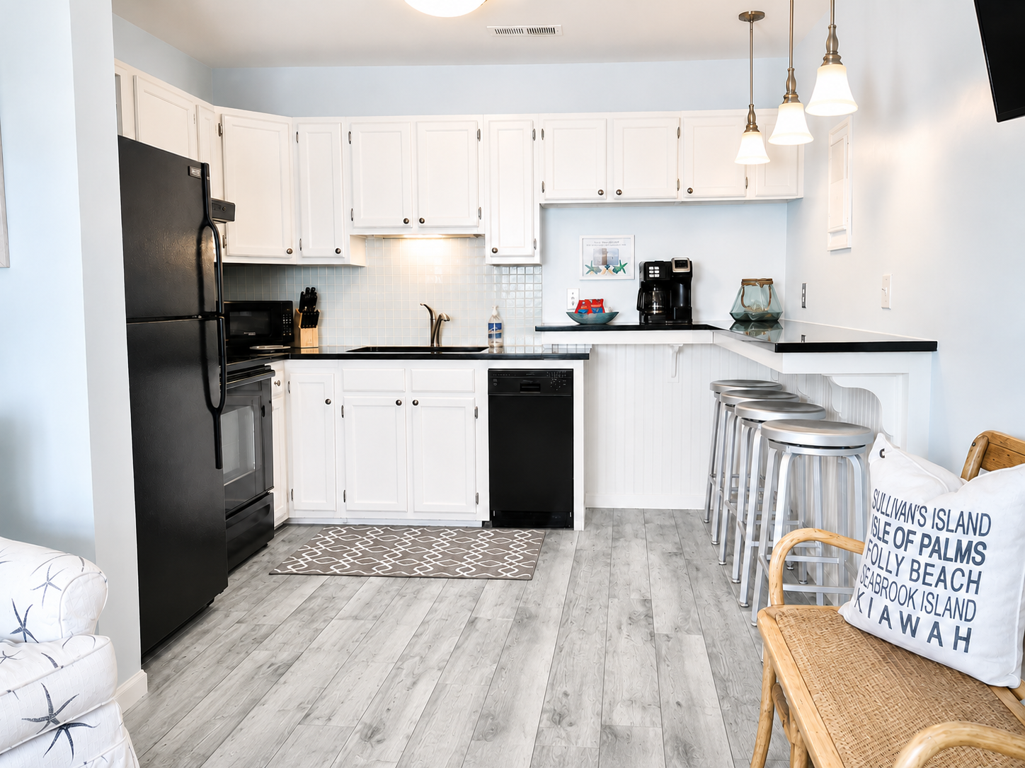 Full kitchen including dishwasher, full size oven, micro, coffee maker, blender,