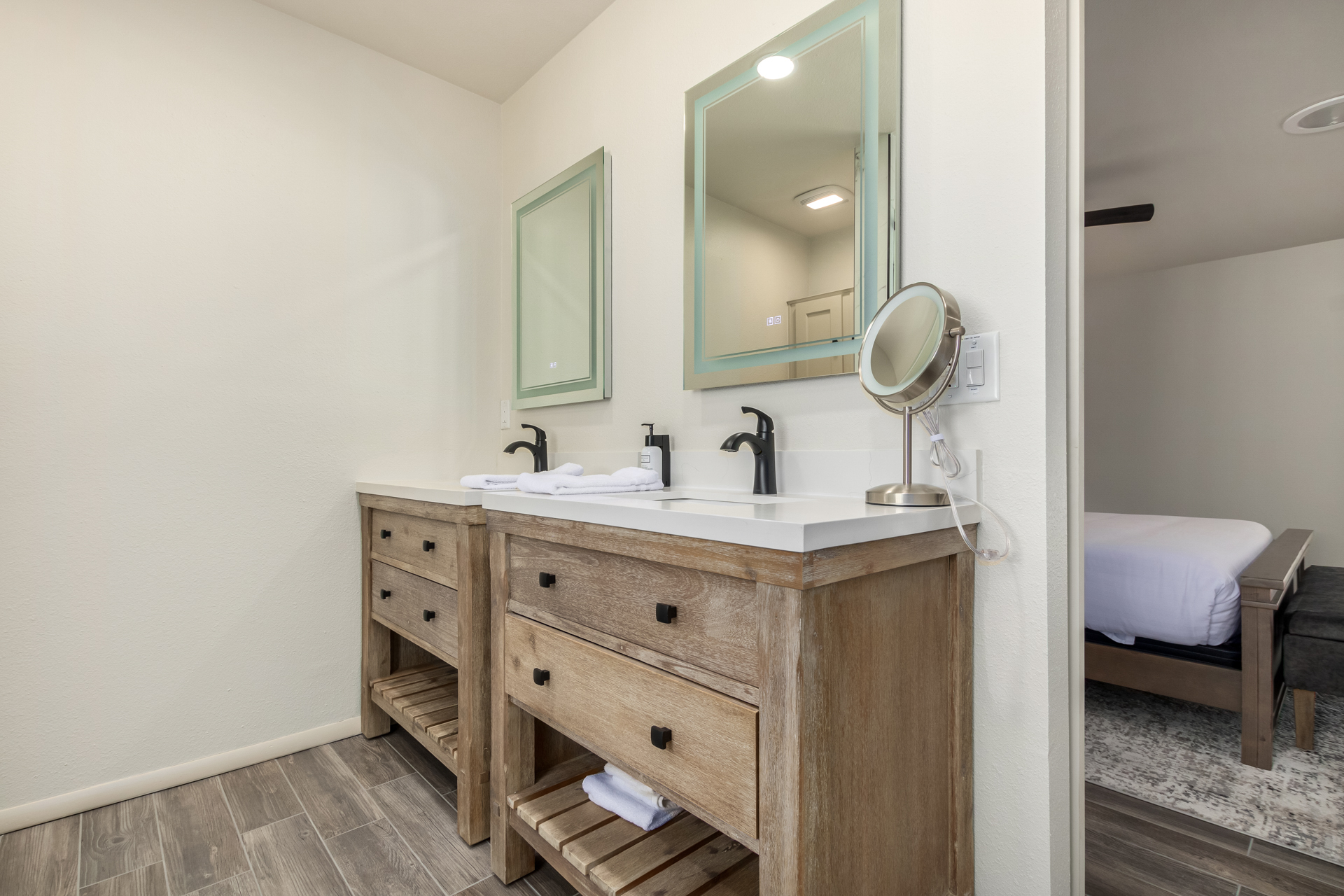 primary bathroom - ensuite walk in shower w/ dual vanity & dual shower heads