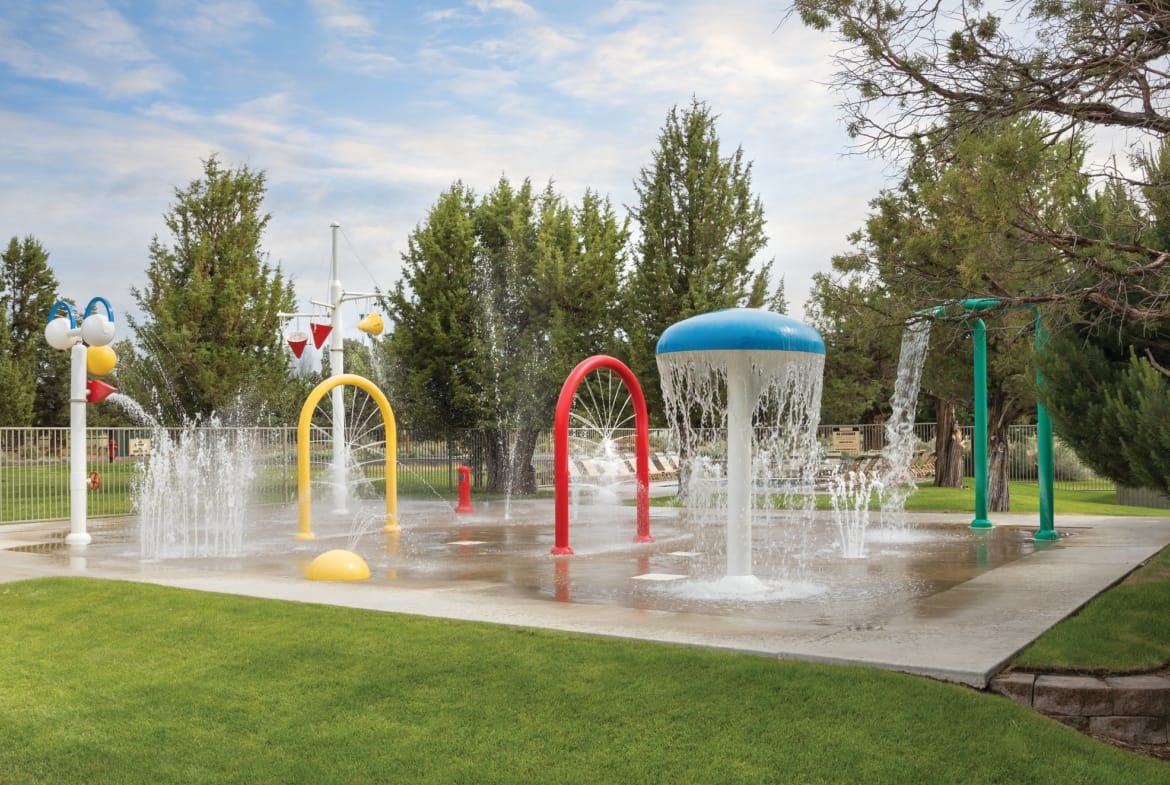 The whole family will enjoy the outdoor pool, hot tub and kids splash zone at the Lakeside Sports Center which is within walking distance to The Highland House.