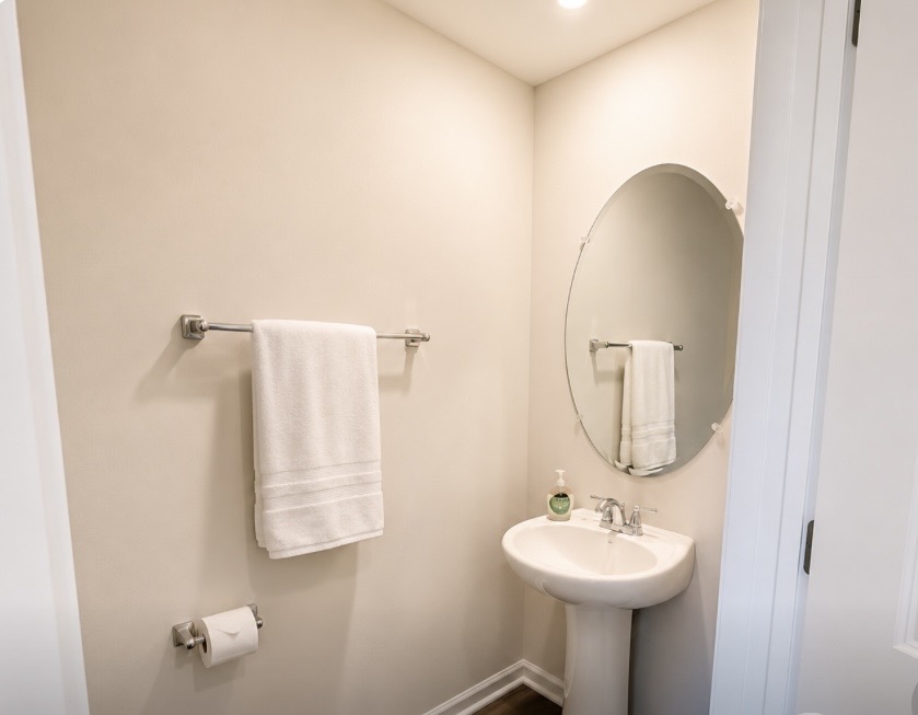 Fresh, clean, and filled with natural light, this bathroom has everything you need to get ready for a day at the beach or a night out. ⭐