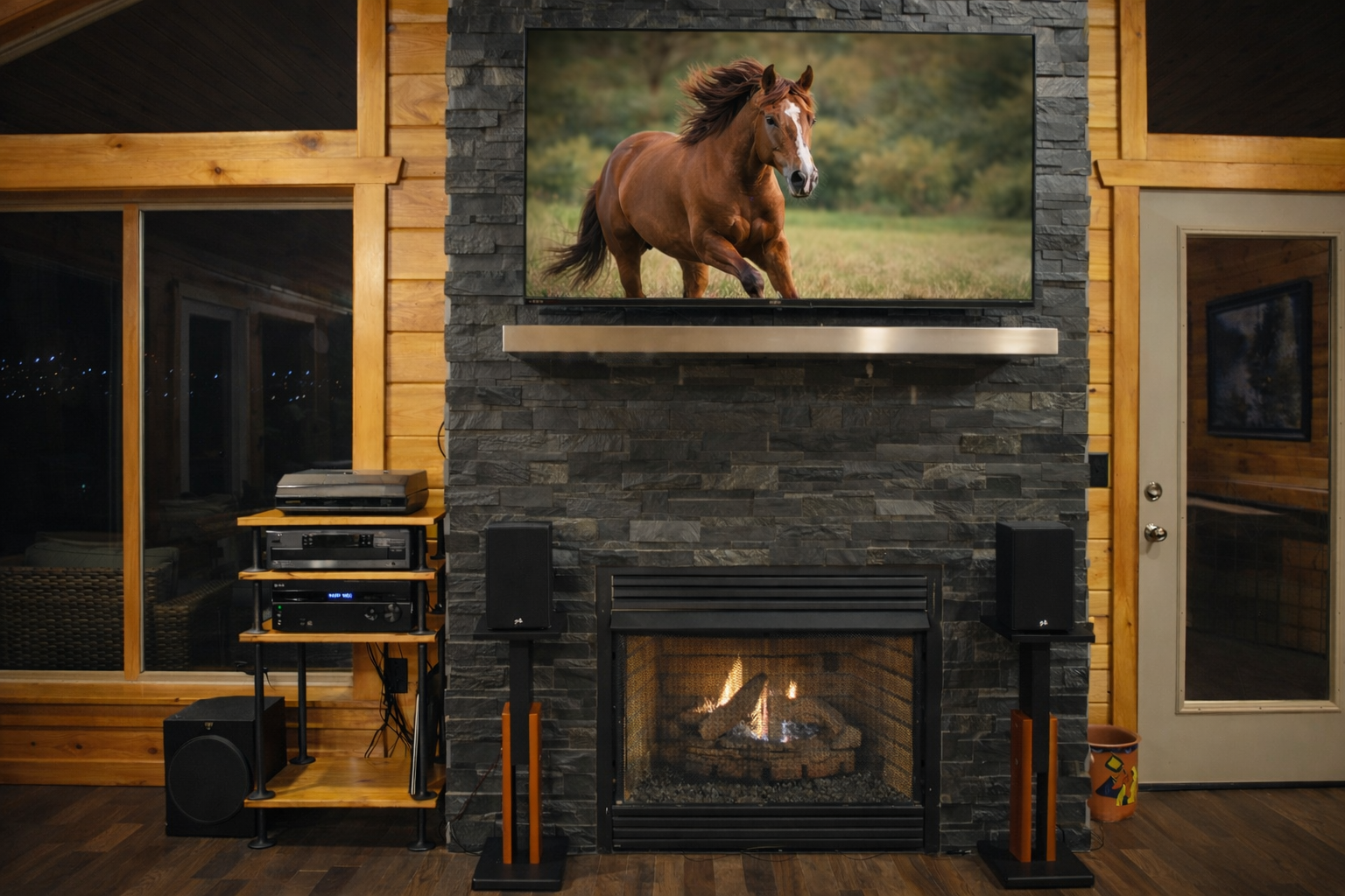 Entertainment center, with working sound system (turntable, cd player, speakers).