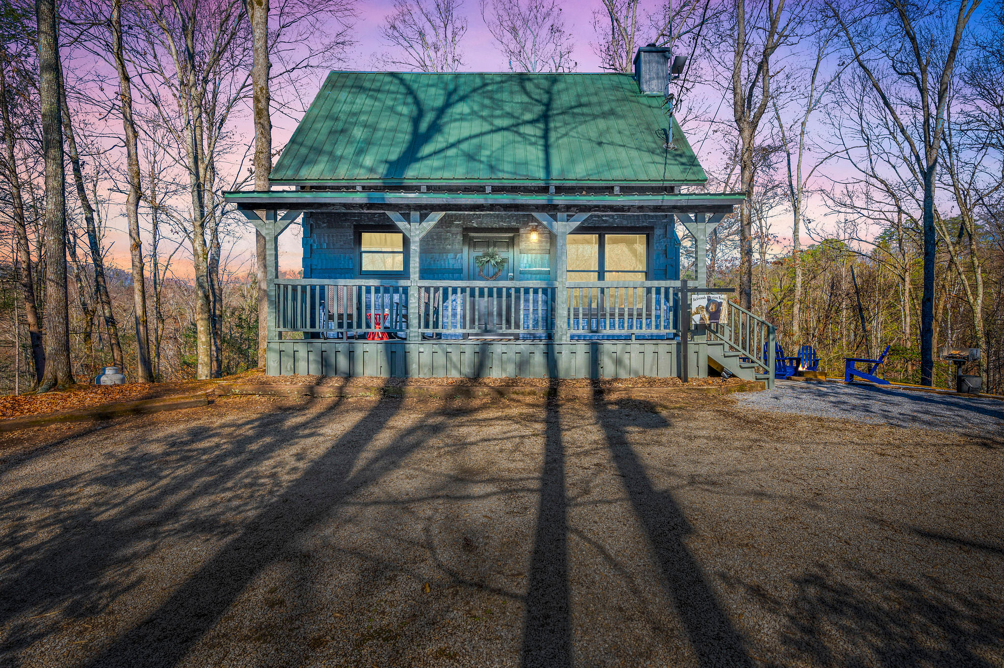 Parking area in front of cabin