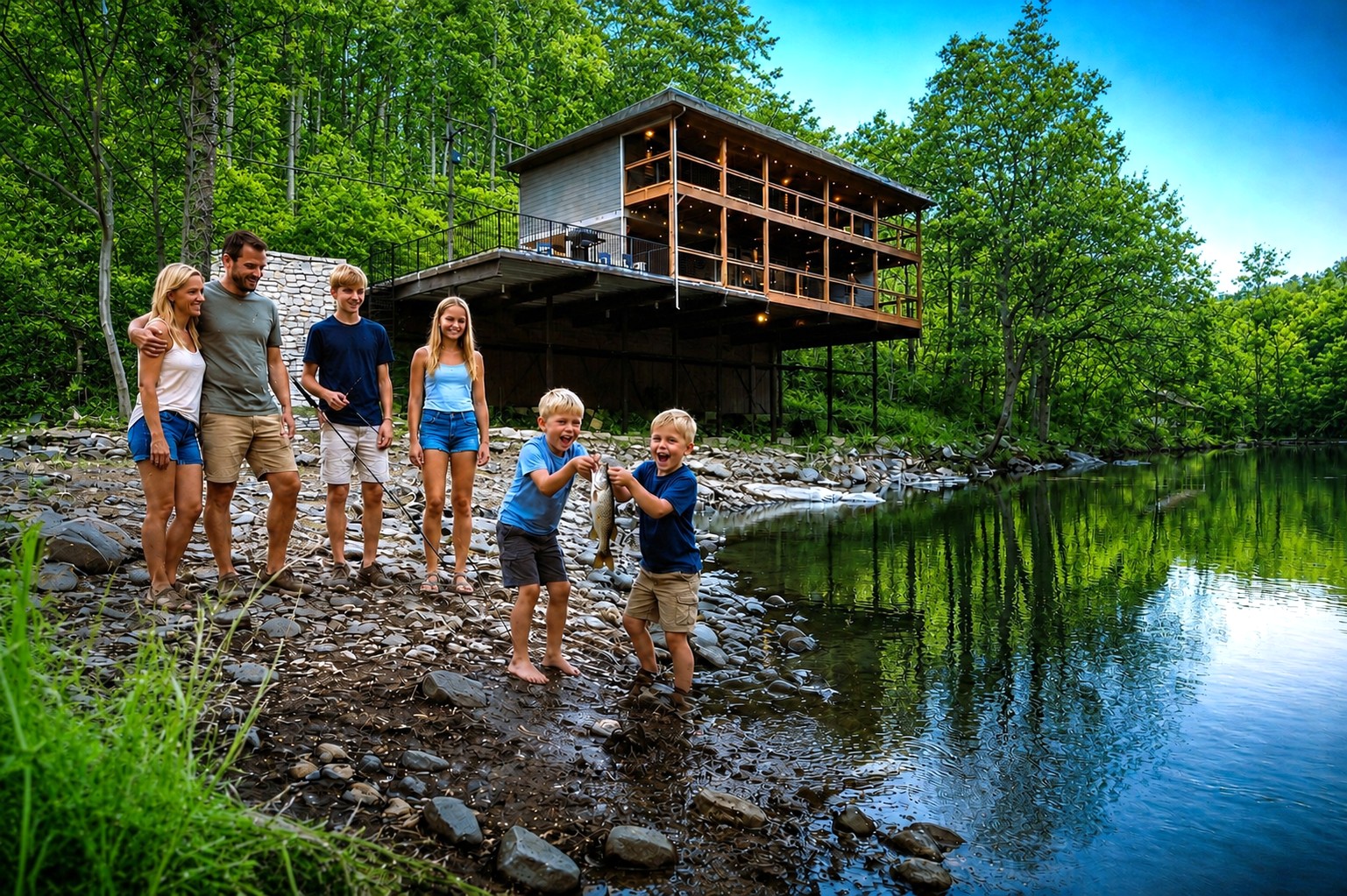 Stay at THE ONLY Upscale WATERFRONT property perched ABOVE the famous Little Pigeon River in Gatlinburg, TN - where flowing river sounds set the mood each day. NO LIFEGUARD ON DUTY. TUBES/FLOATS ARE NOT PROVIDED.