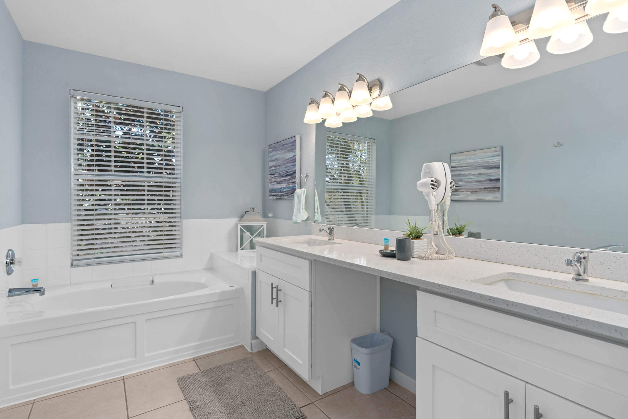 Upstairs ensuite with shower and soaker tub
