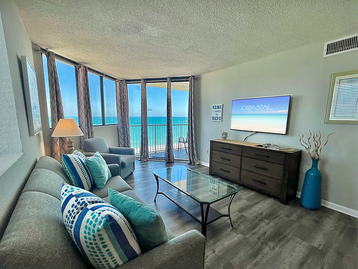 Seaside sophistication meets comfort in this living space!