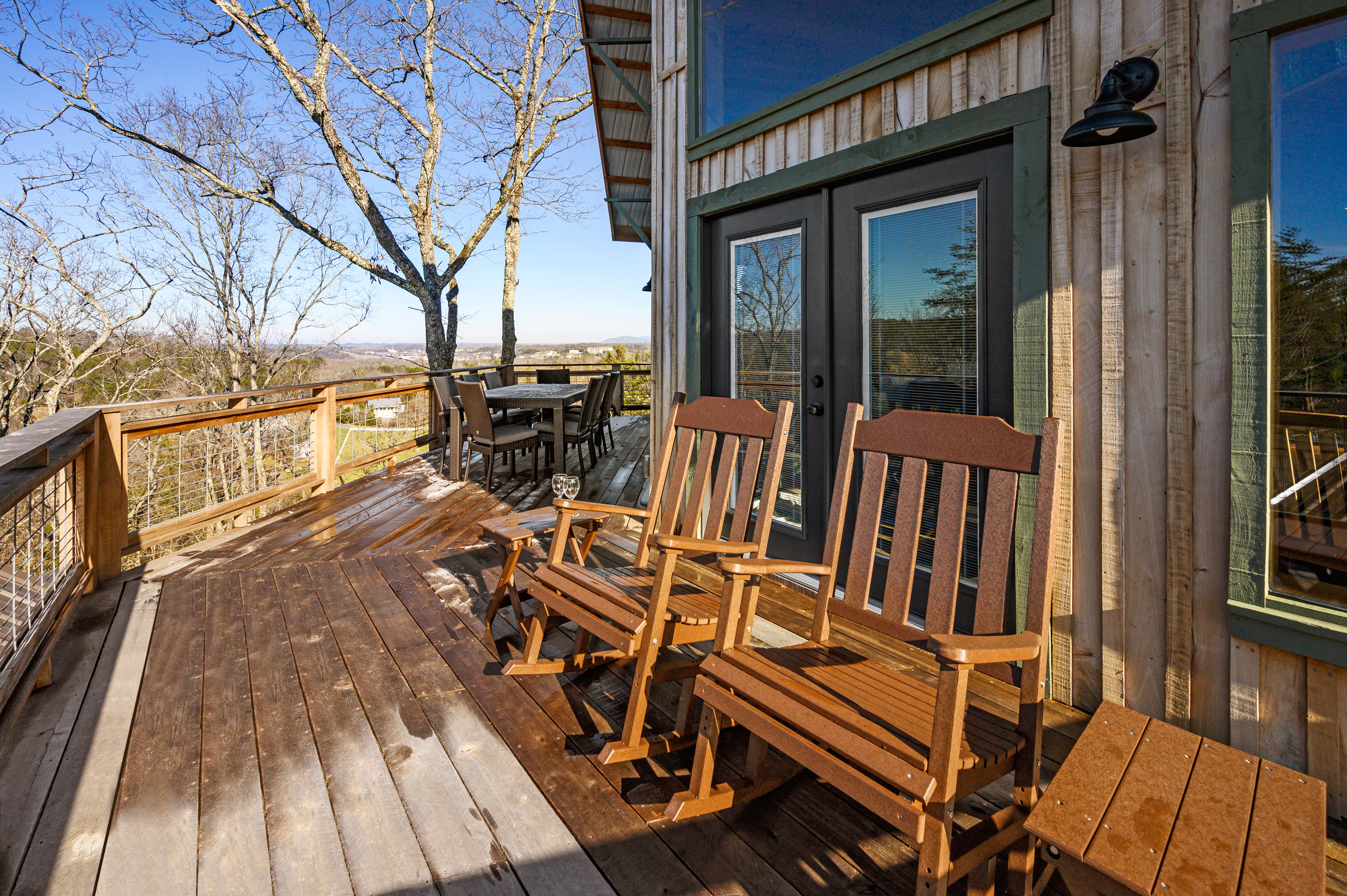 Cypress rocking chairs on deck to enjoy the view